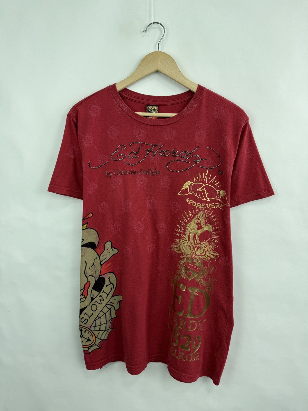 Ed Hardy 🇺🇸💀 Vintage ED Hardy Christian Audigier 7829 T-Shirt Retro Size US L / EU 52-54 / 3 - 3 Thumbnail