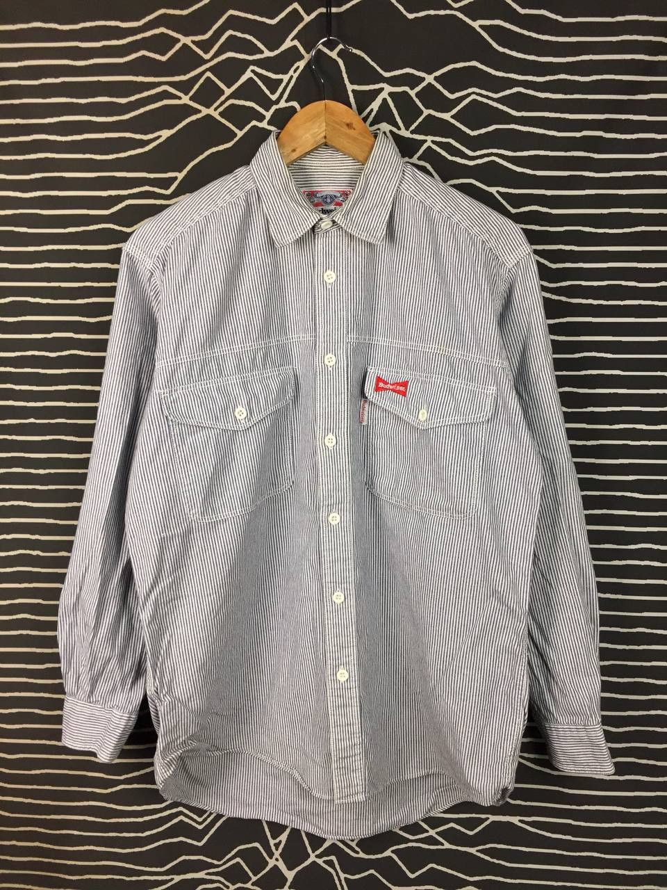 Budweiser Vtg Budweiser Hickory Stripe Workwear Button Up Shirt Size US L / EU 52-54 / 3 - 1 Thumbnail