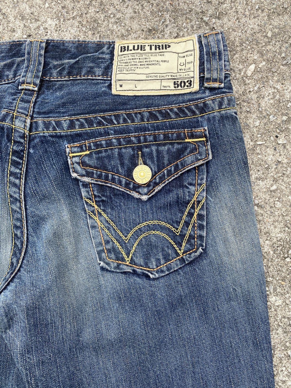 Edwin × Japanese Brand 1990s - Edwin 503 Claws Mark Design Flare Jeans Size US 32 / EU 48 - 13 Thumbnail