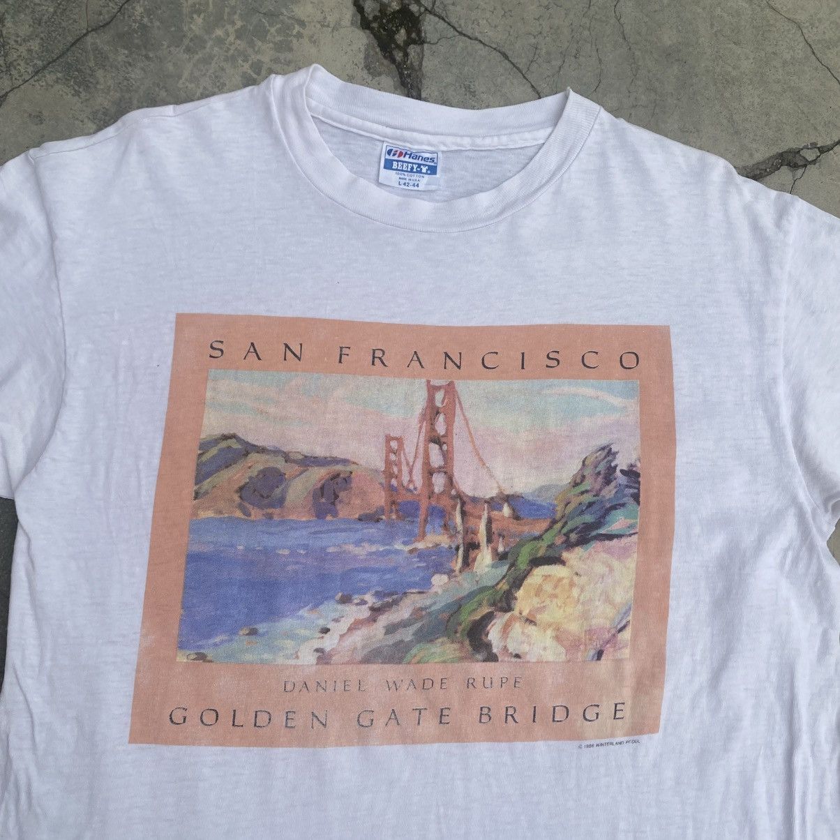 Art Comes First 1986 Daniel Wade Rupe GOLDEN GATE BRIDGE tee Size US M / EU 48-50 / 2 - 1 Thumbnail