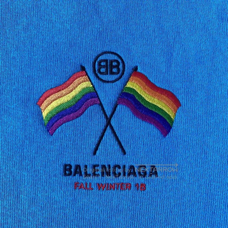 Balenciaga Balenciaga Rainbow Sweatshirt Half-Zip Sky Blue Hoodie Size US XXS / EU 40 - 4 Thumbnail