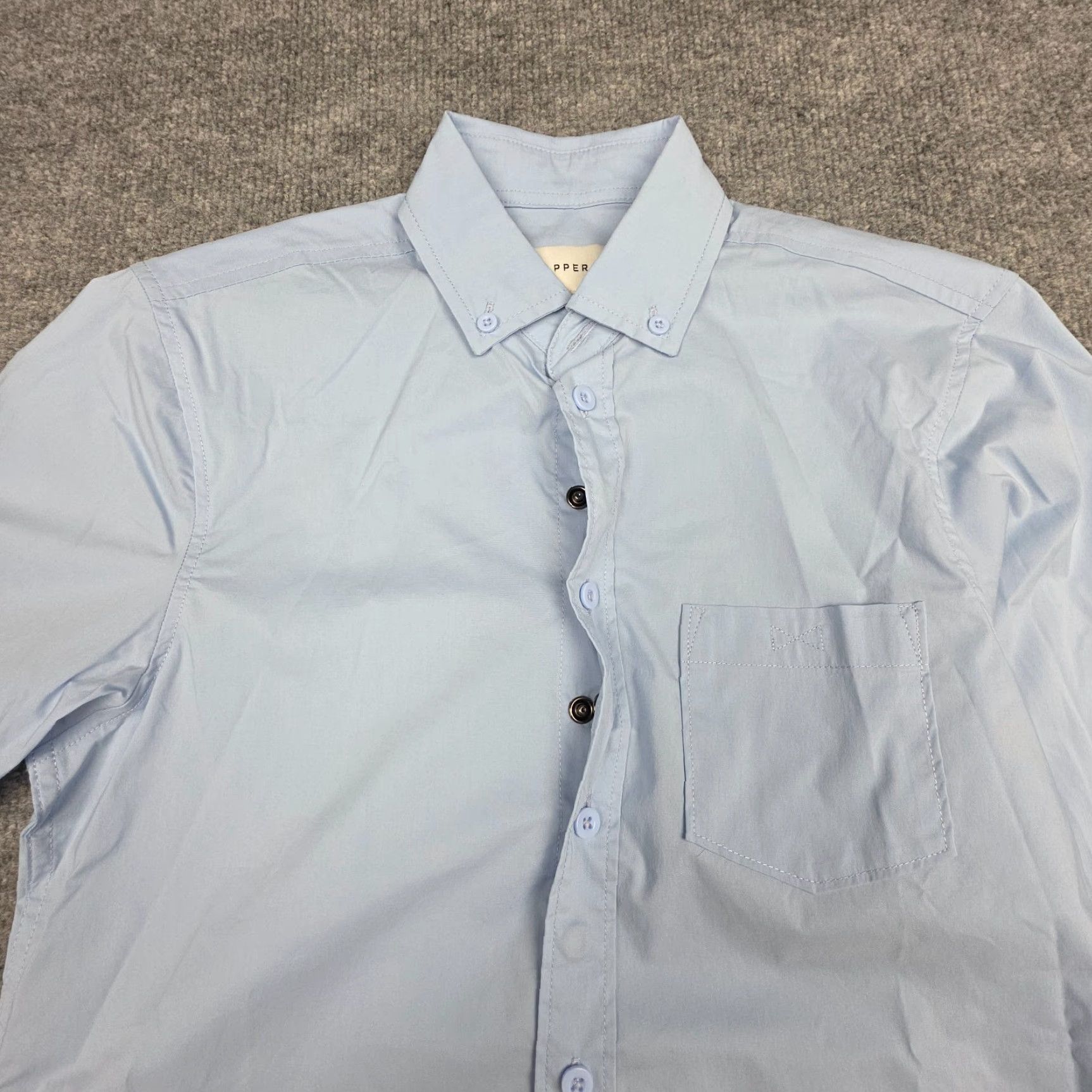 Vintage Dapper Boi Shirt Mens XS Blue Button Up & Snap Stretch Dress Button-Up Long Sleeve Casual Regular Lightweight Size 34R - 3 Thumbnail
