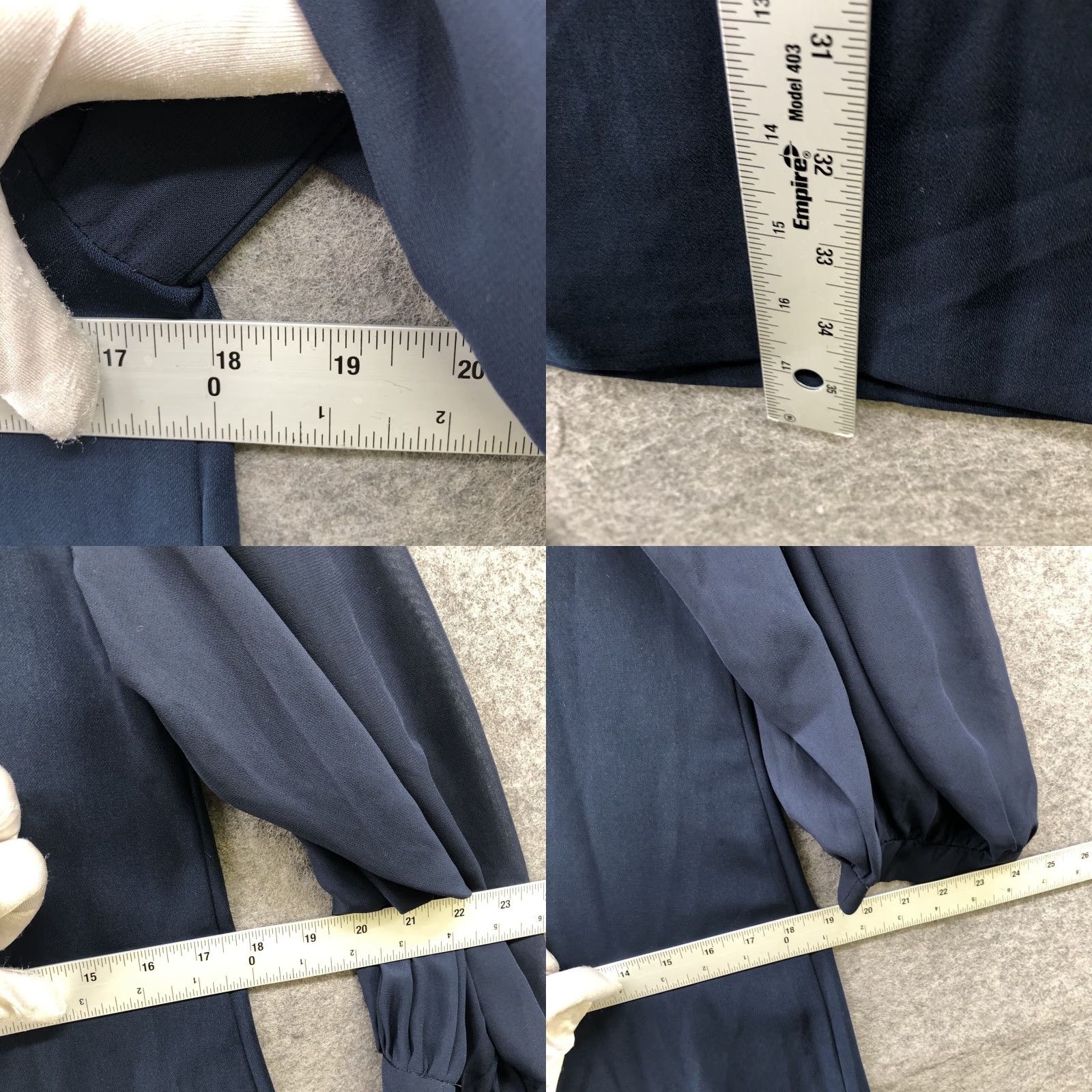 Ann Taylor VINTAGE Ann Taylor Sheath Dress Navy Blue 4 V-Neck 3/4 Balloon Sleeve Polyester Dress Knee Length Women Size S / US 4 / IT 40 - 8 Thumbnail