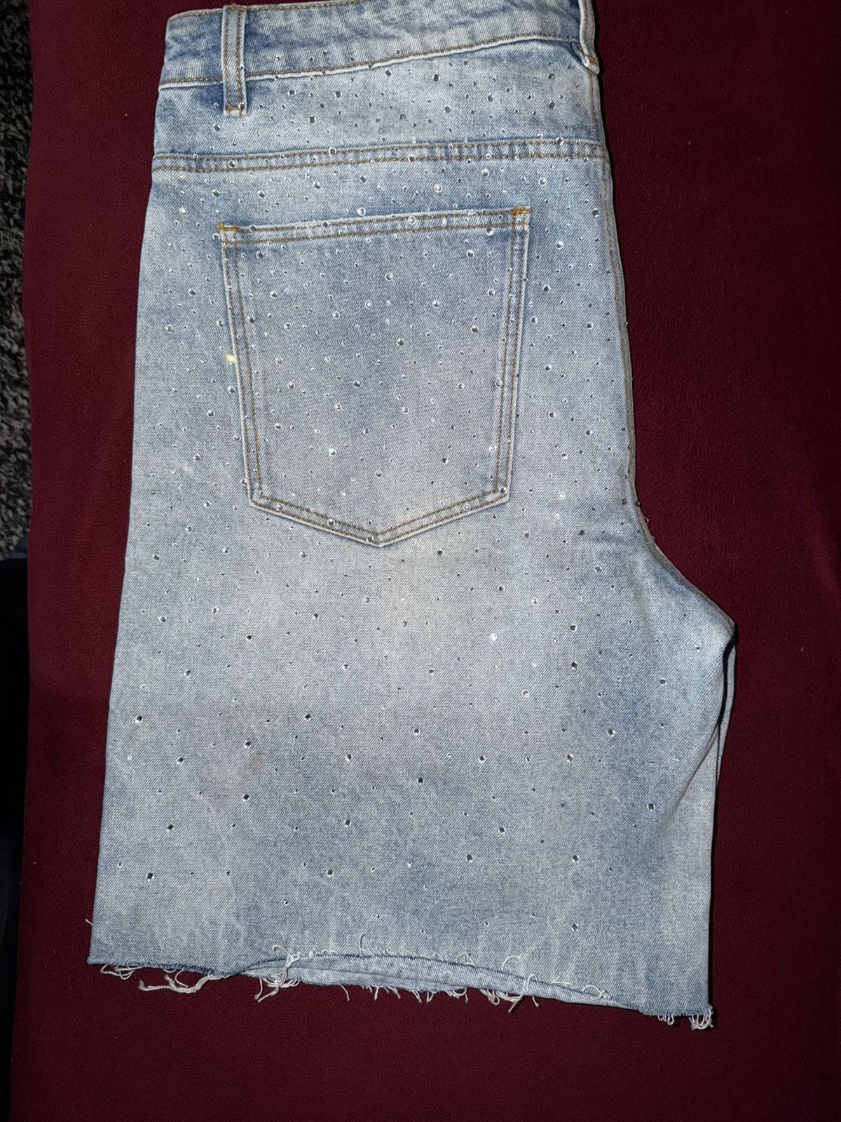 HMDD HMDD Billie Jean Rhinestone Shorts Light Wash Size XXL Size US 38 / EU 54 - 2 Thumbnail