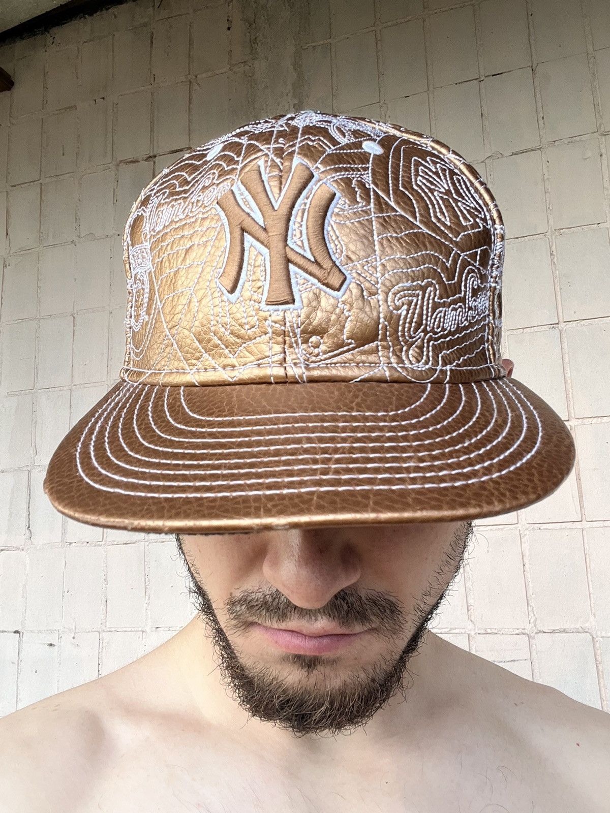 New Era Vintage Leather New York Yankees Cap New Era Y2K Size ONE SIZE - 24 Thumbnail