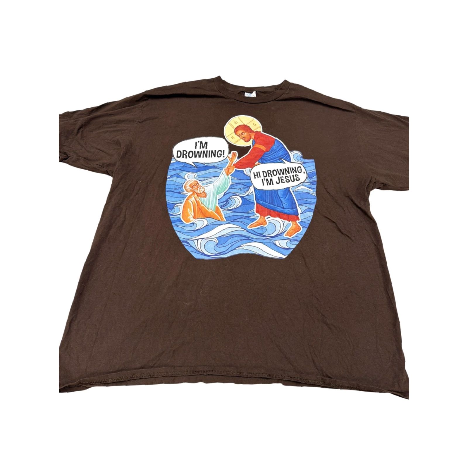 Port & Company Hi Drowning I'm Jesus Shirt Mens 3XL Brown Funny Christian Port & Company Tee Shirt Size US XXL / EU 58 / 5 - 2 Thumbnail