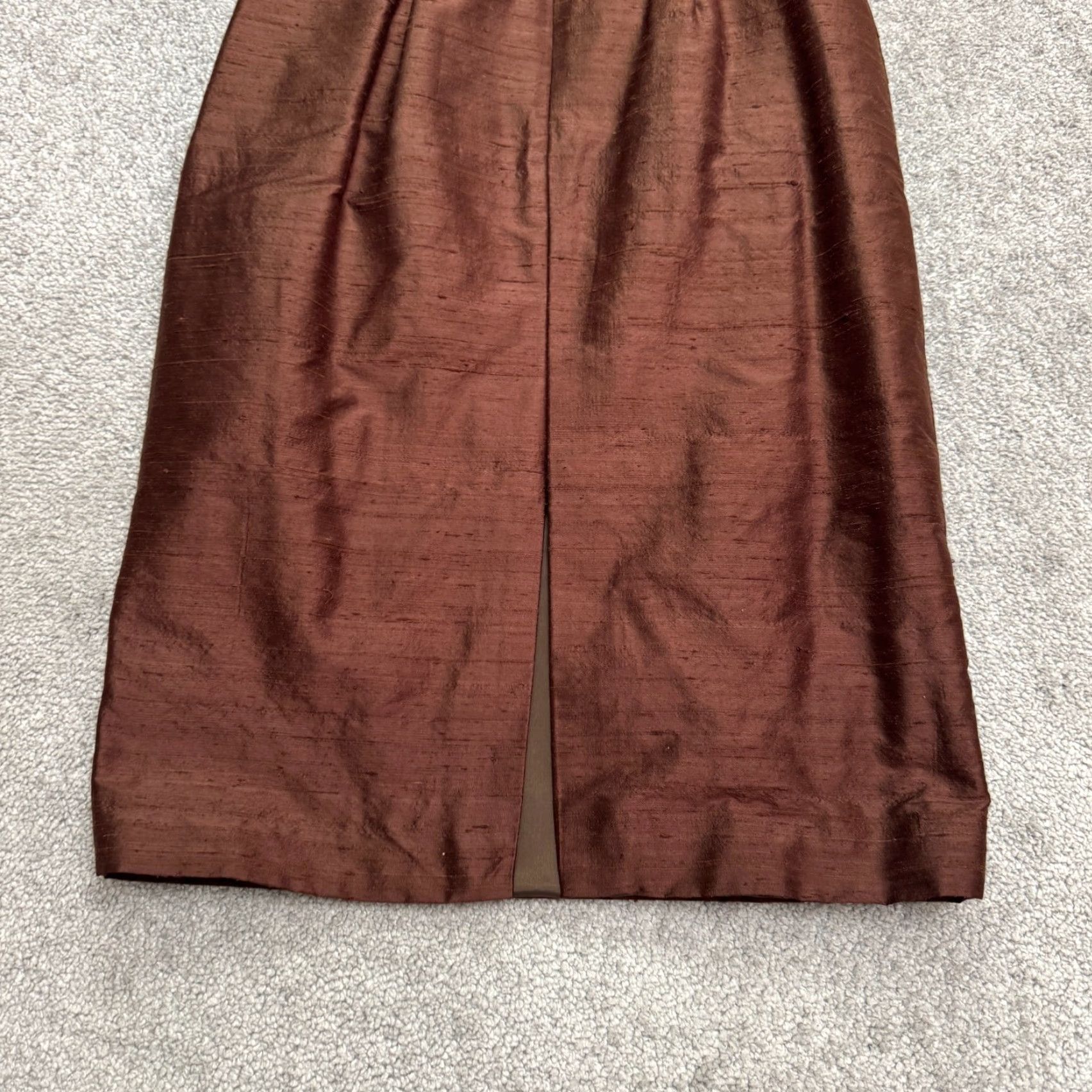 Vintage VINTAGE Siri Satin Strapless Cocktail Dress Women 2 Brown Midi Sleeveless Party Evening Glam Sheath Size XS / US 0-2 / IT 36-38 - 4 Thumbnail