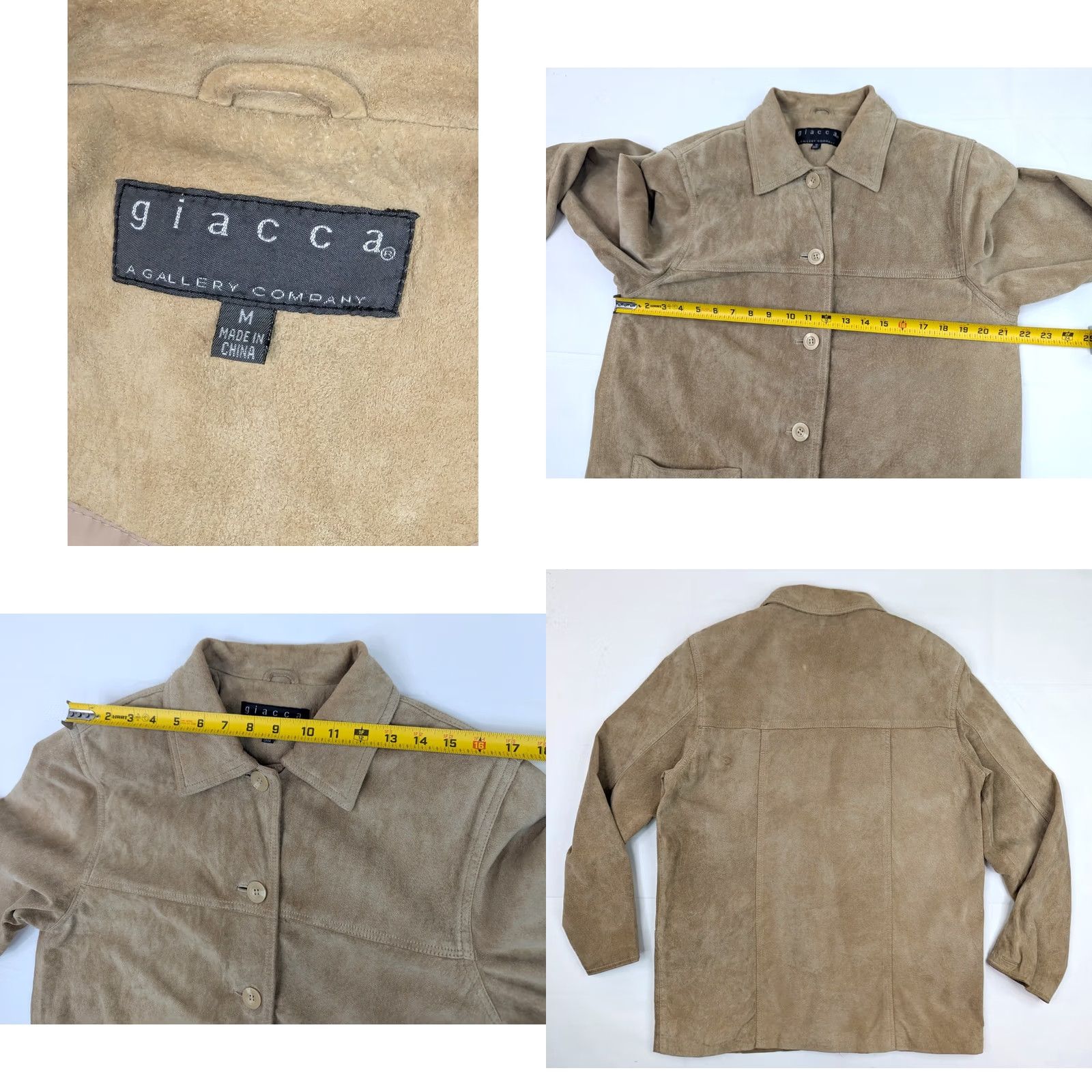 Vintage Vtg Giacca Suede Leather Lined Button Jacket Women M Beige Long Field Coat Size M / US 6-8 / IT 42-44 - 8 Thumbnail