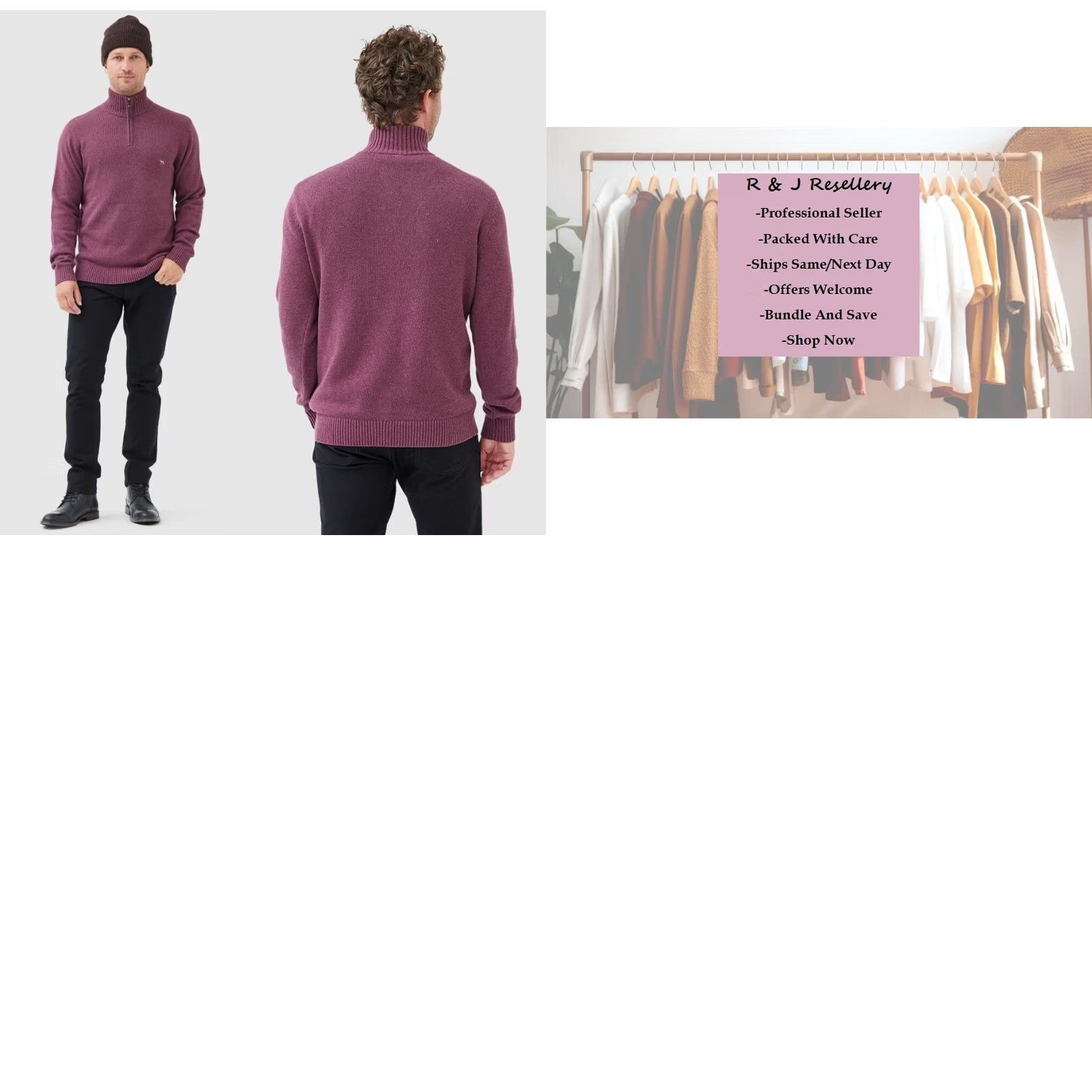 Rodd & Gunn Rodd & Gunn Men's Sweater Pullover 1/4 Zip Mock Neck Cranberry L New Size US L / EU 52-54 / 3 - 8 Thumbnail