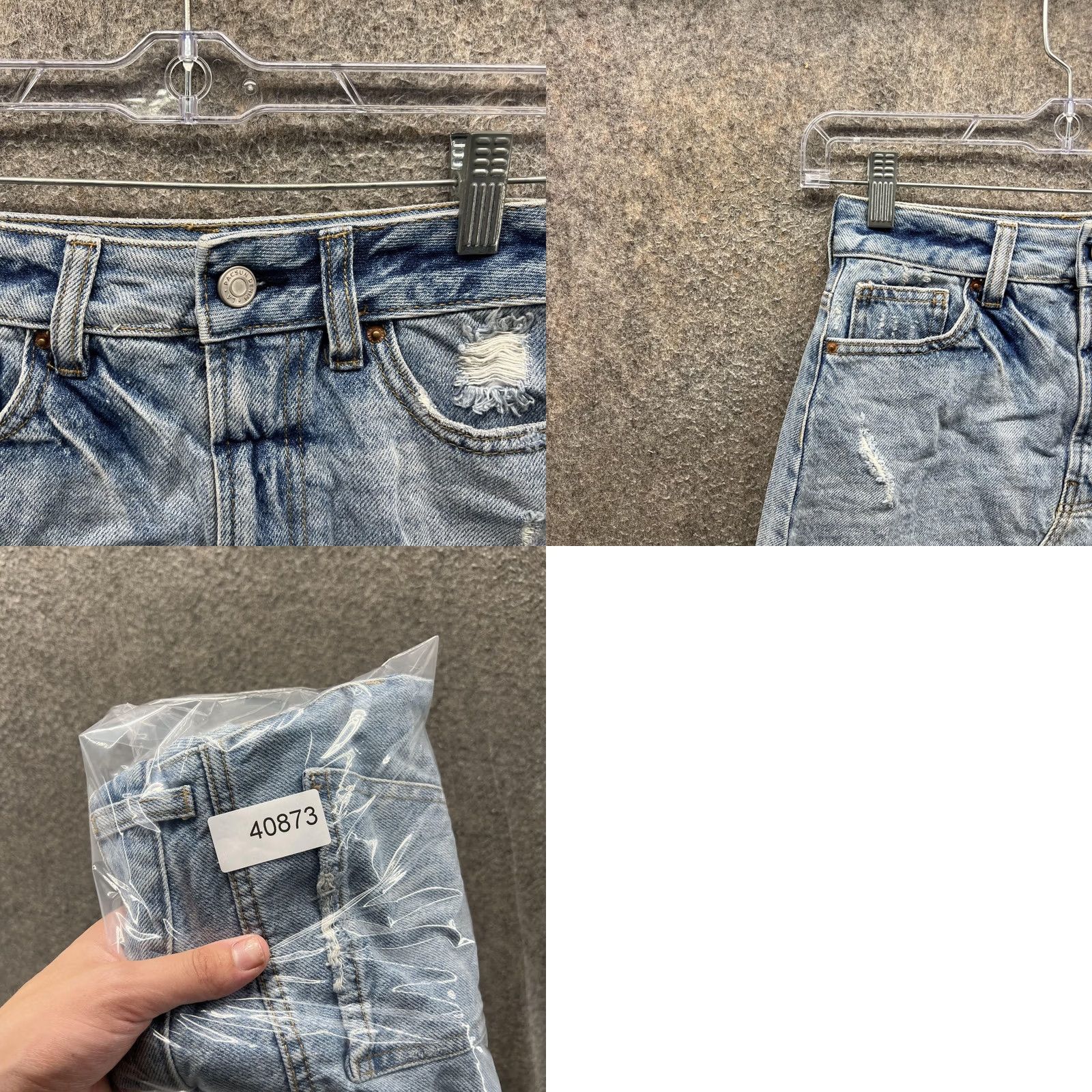 Pacsun VINTAGE PacSun Skirt Womens 23 Blue Denim Distressed Frayed Raw Hem Mini Casual Size 40" / US 18 - 8 Thumbnail