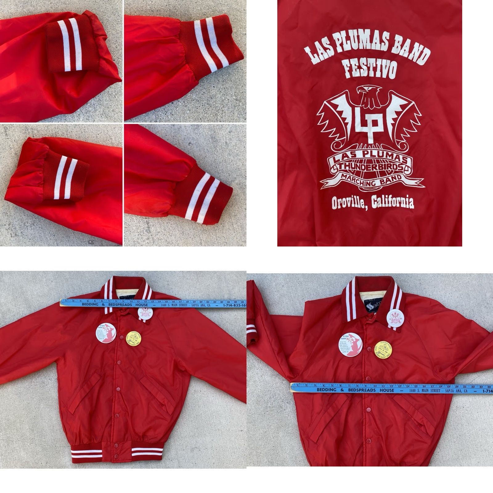 Vintage VINTAGE Sexton Las Plumas Band Jacket M Red 1980s Thunderbirds Oroville CA Pins Mens Bomber Jacket Size US M / EU 48-50 / 2 - 10 Thumbnail
