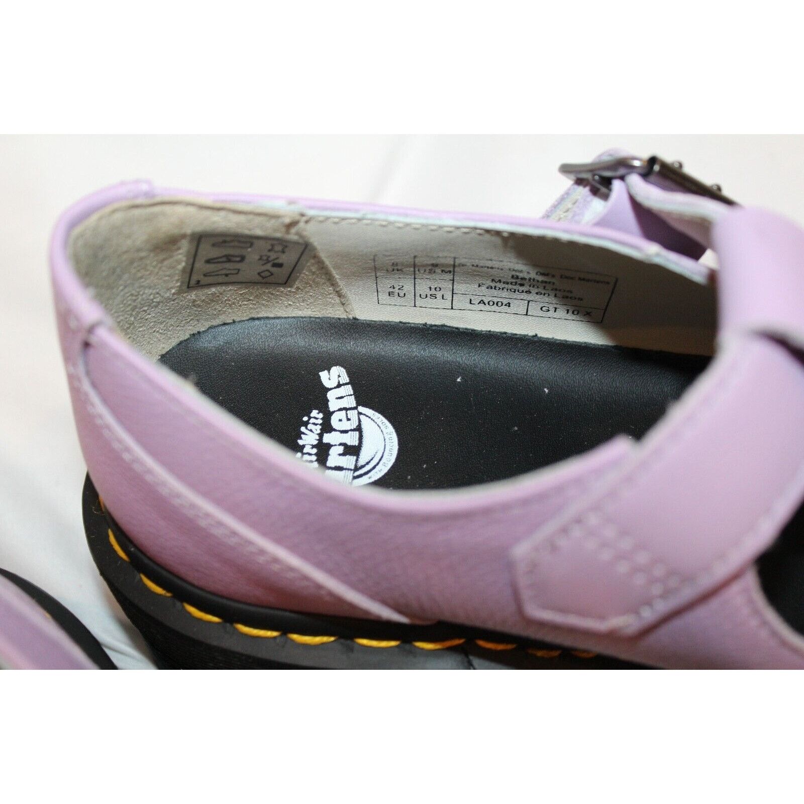 Dr. Martens NIB DR. MARTENS WOMEN'S BETHAN LEATHER LOAFER SANDALS LILAC Size US 11 / IT 41 - 6 Thumbnail