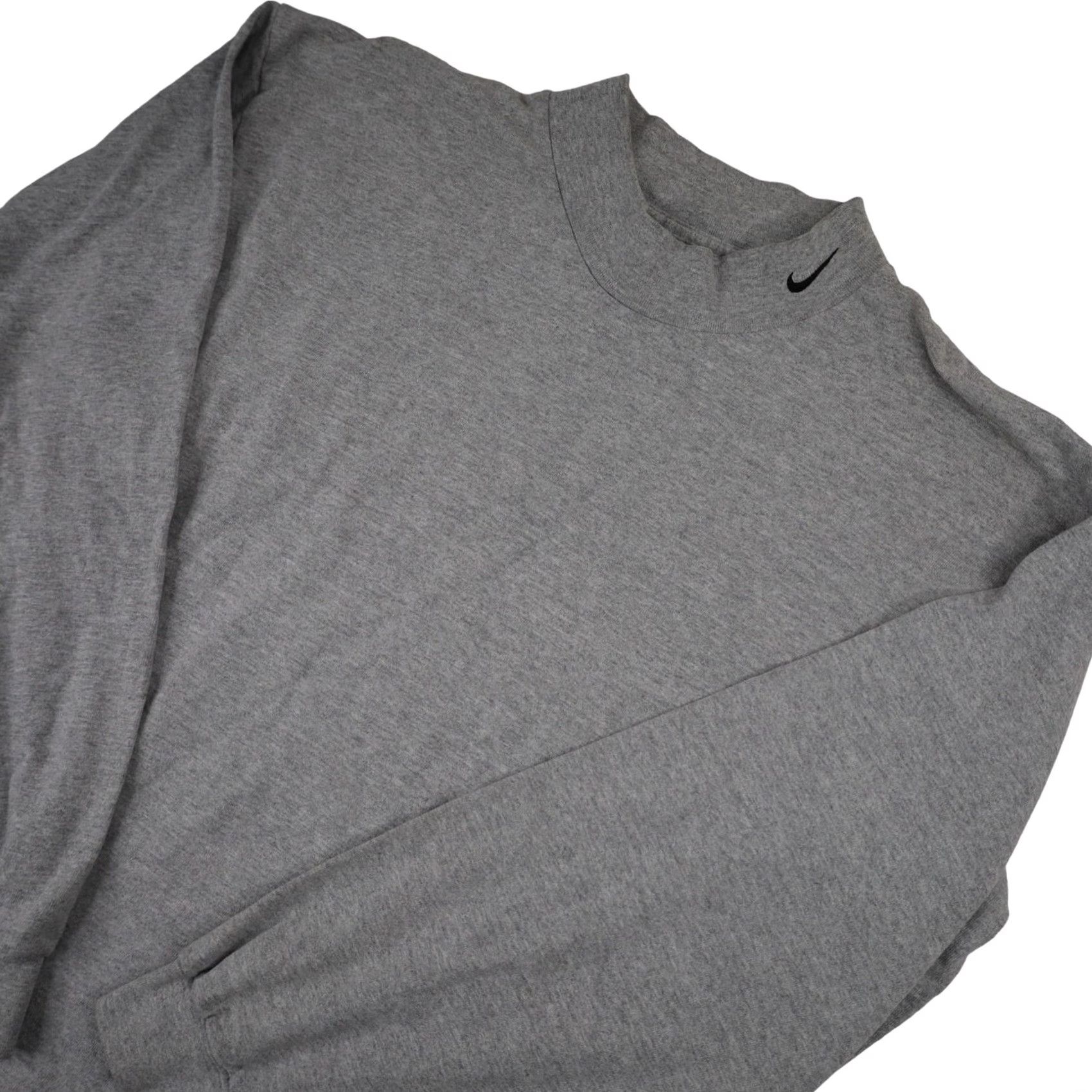 Nike VINTAGE Nike Mens Large Mini Swoosh Moc Neck Long Sleeve T Shirt Gray Size US L / EU 52-54 / 3 - 2 Thumbnail