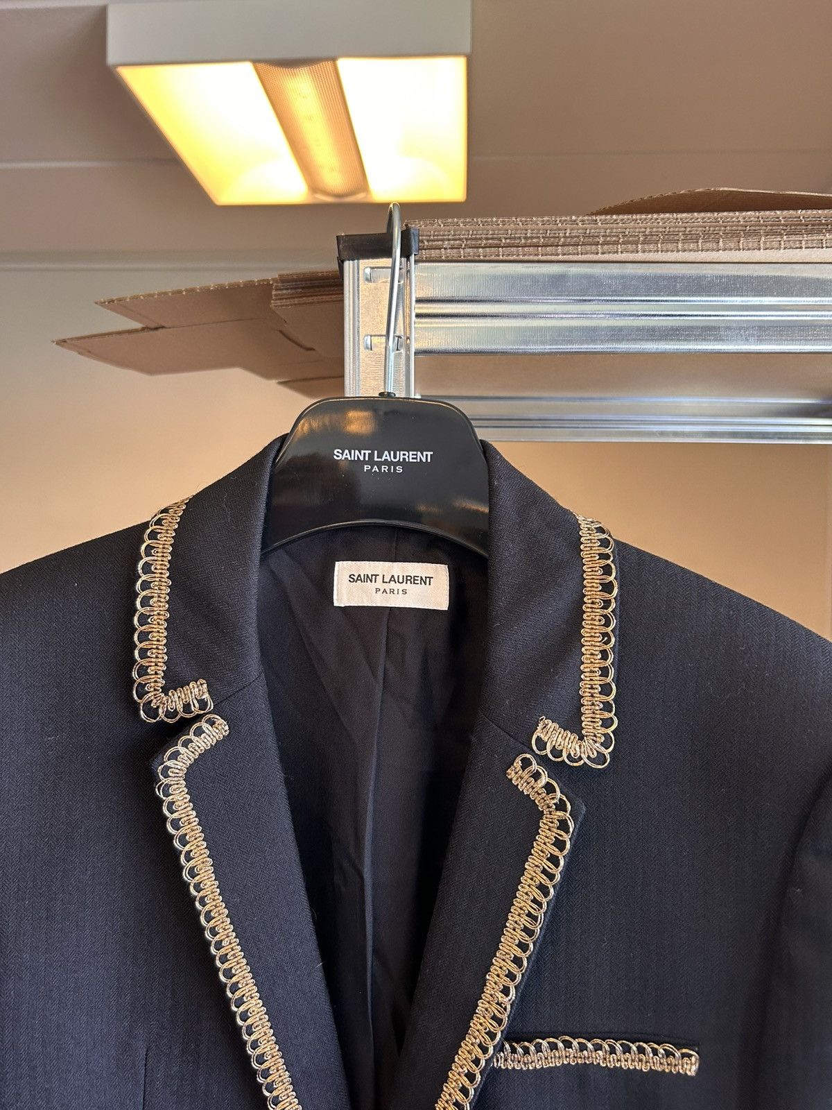 Saint Laurent Paris Saint Laurent Gold-Braided Blazer Jacket Size 46R - 3 Thumbnail