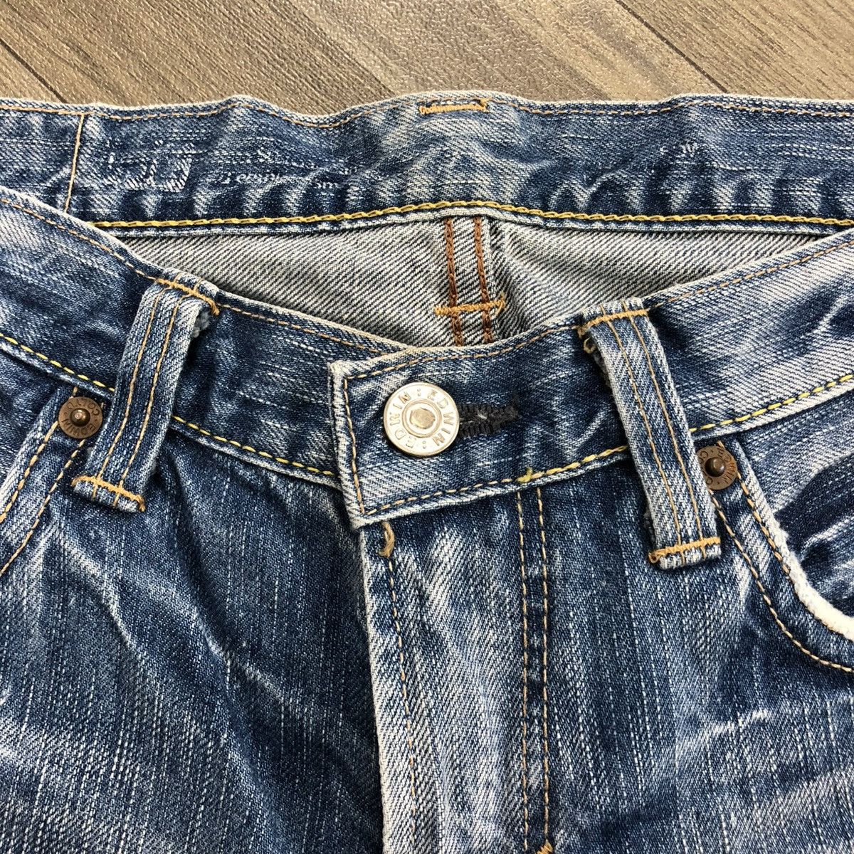 Edwin × If Six Was Nine × Le Grande Bleu (L.G.B.) 2000s Edwin 503 Distressed Punk Faded Bootcut Flared Jeans Size US 29 - 10 Thumbnail