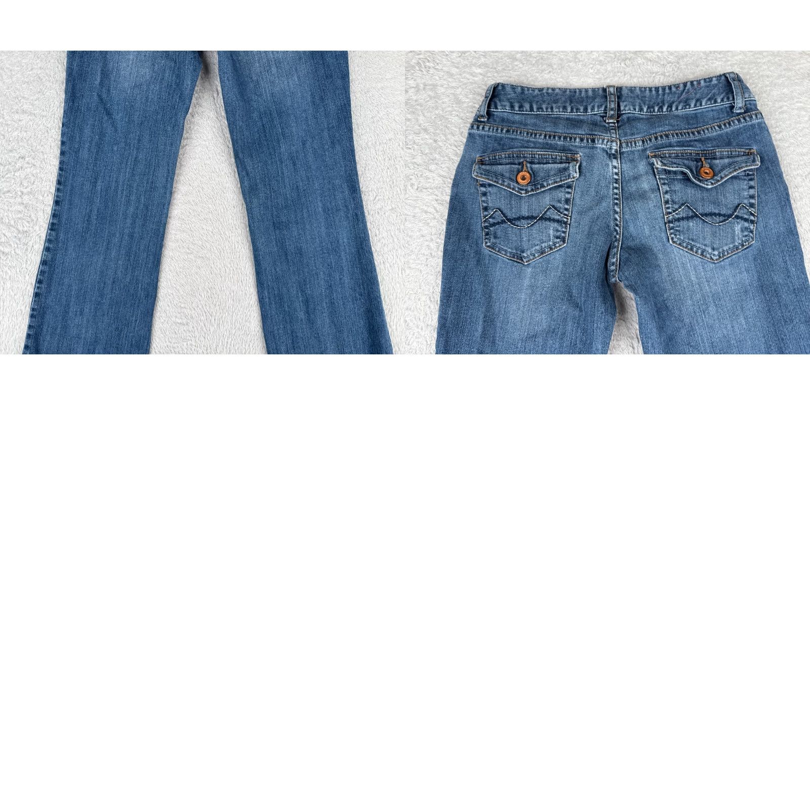 Mossimo Mossimo Jeans Juniors 5 Blue Denim Flared Distressed Cotton Blend 27x31 Size 27" / US 4 / IT 40 - 10 Thumbnail