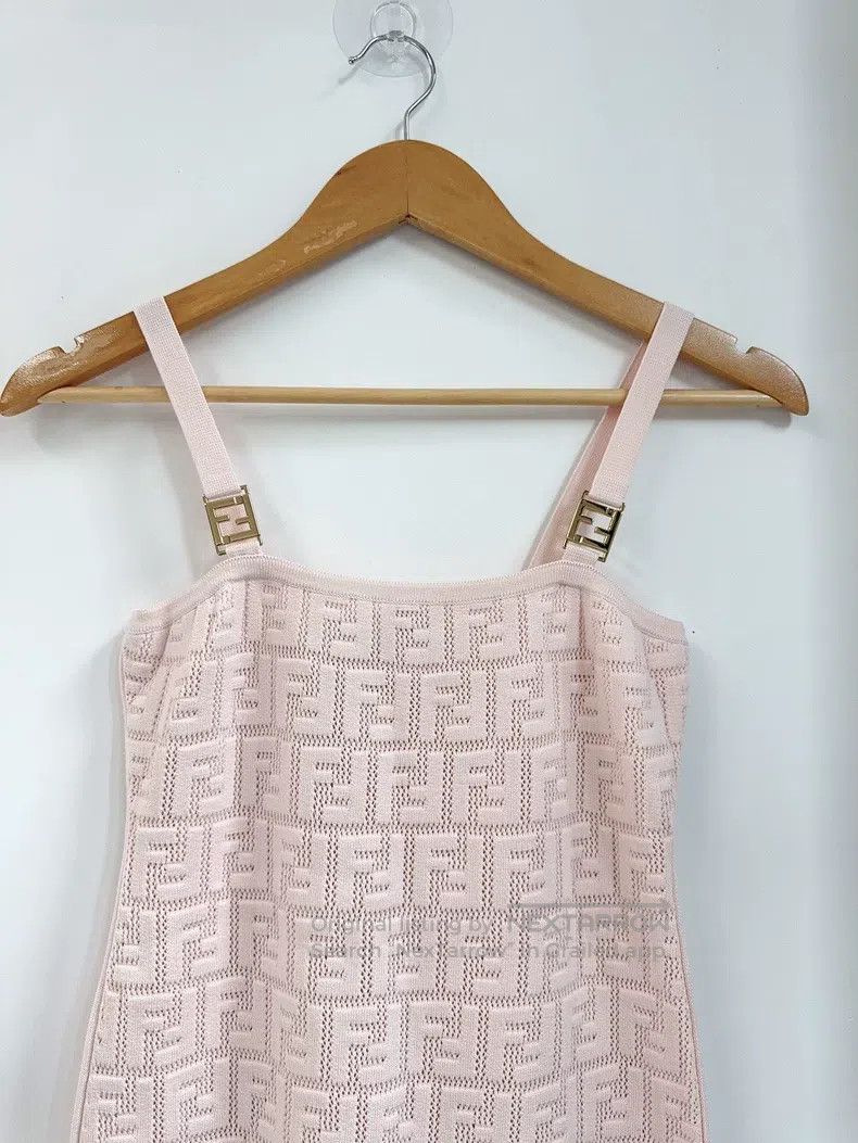 Fendi Fendi Pink knit jacquard logo camisole dress Size XS / US 0-2 / IT 36-38 - 4 Thumbnail