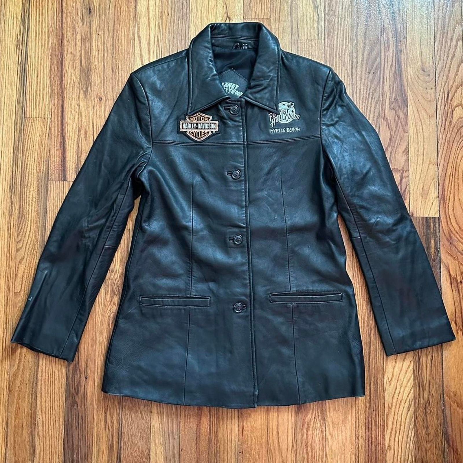 Harley Davidson × Planet Hollywood × Vintage Planet Hollywood Harley Davidson Leather Coat Myrtle Beach M Size M / US 6-8 / IT 42-44 - 1 Thumbnail
