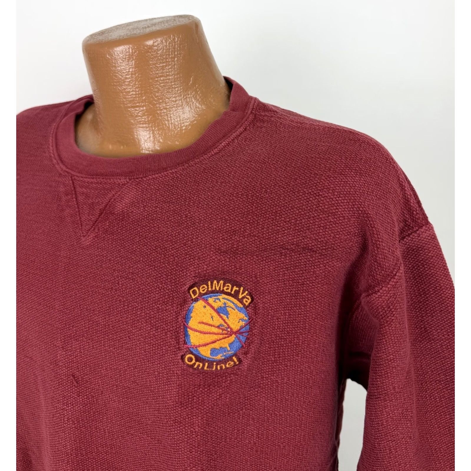 Lands' End VINTAGE Lands' End Pique Knit Sweatshirt Mens M Red Embroidered 90s Retro Classic Pullover Shirt Men Size US M / EU 48-50 / 2 - 2 Thumbnail