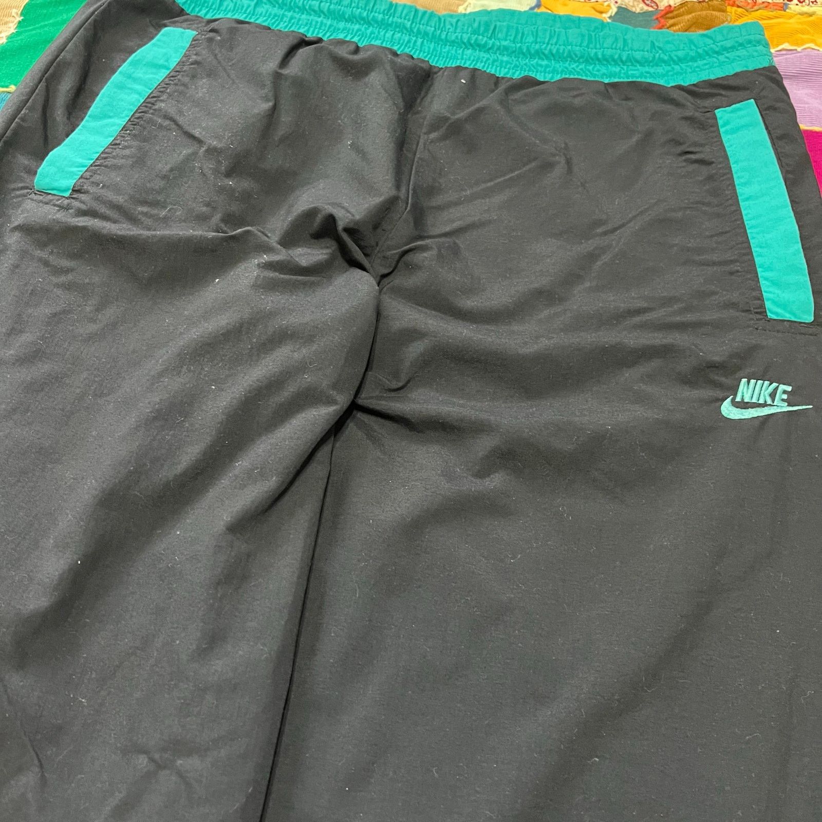 Nike Vintage 90s Nike Force Black w/ Turquoise Trackpants Large Size US 30 / EU 46 - 3 Thumbnail