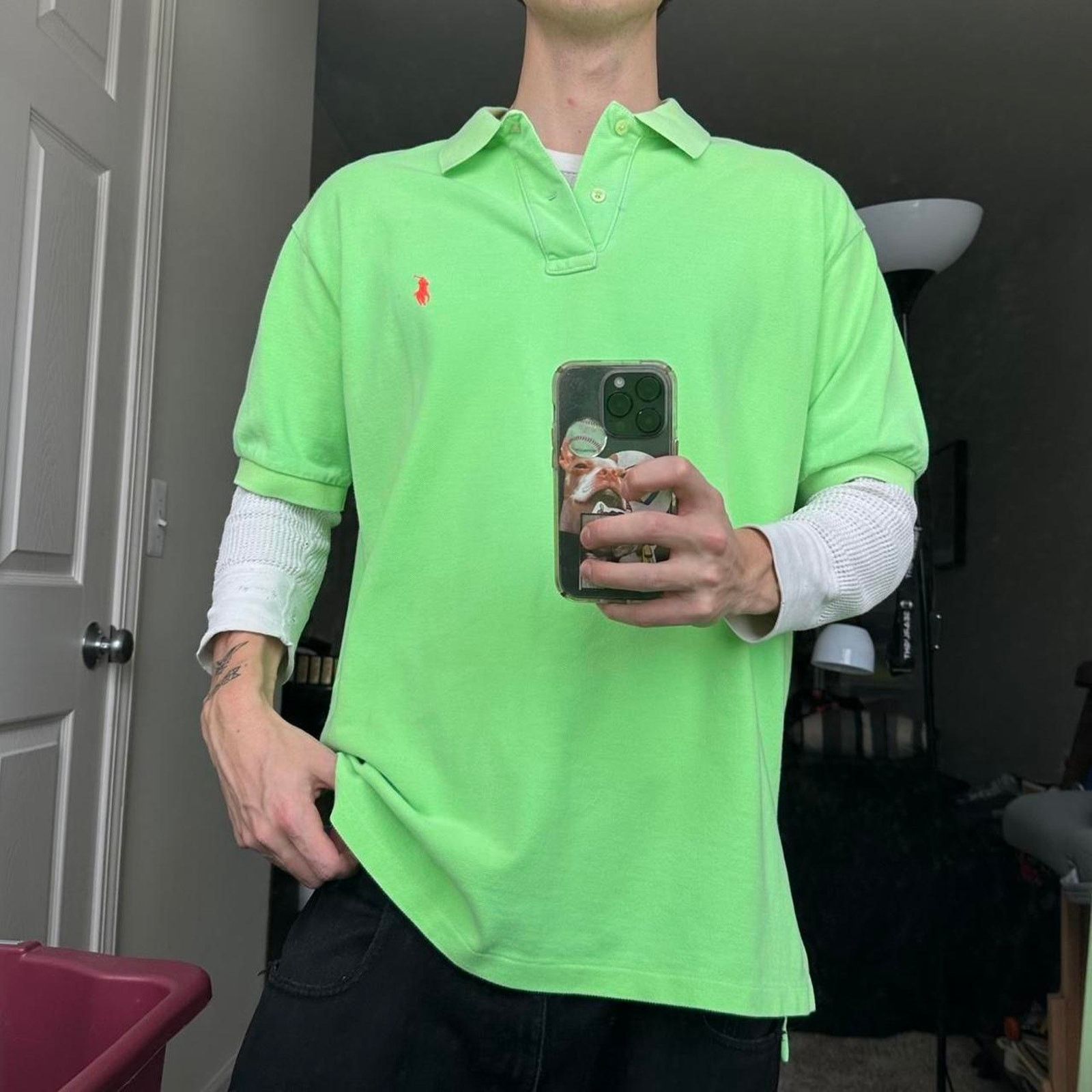 Polo Ralph Lauren Green Orange Polo Ralph Lauren Embroidered Polo Size US XL / EU 56 / 4 - 2 Thumbnail