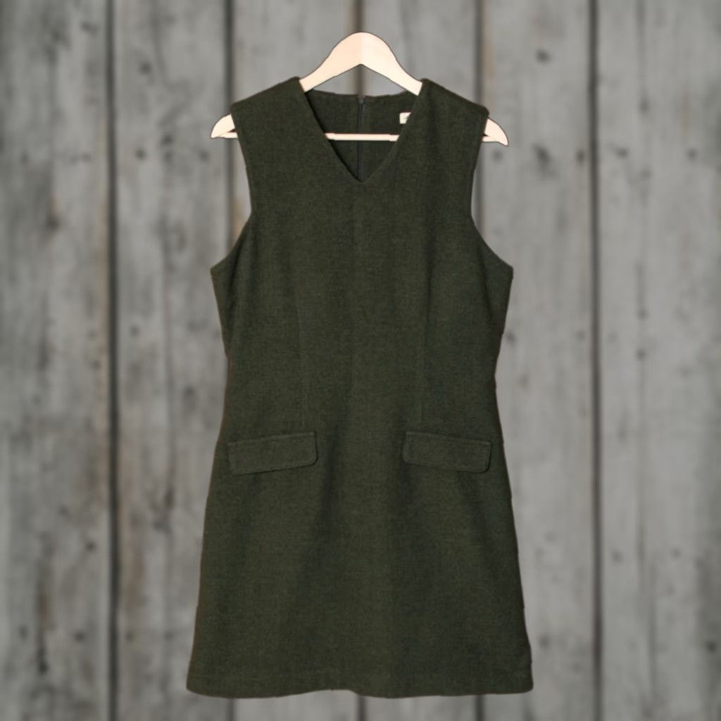 Eddie Bauer VINTAGE Eddie Bauer Green Herringbone Wool Blend Sleeveless Dress Sz. 10 Dress Size L / US 10 / IT 46 - 1 Thumbnail