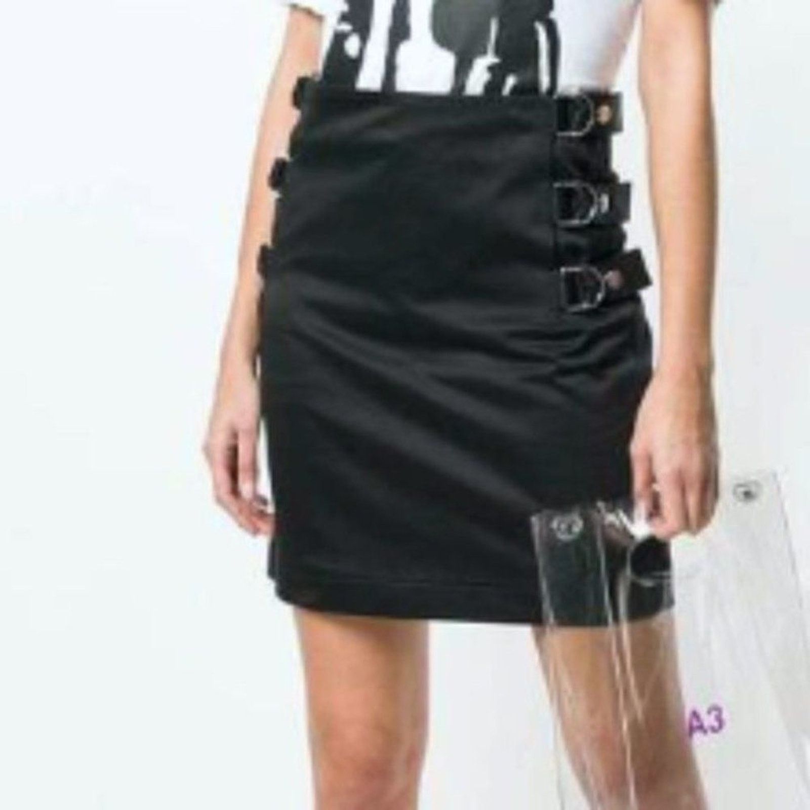 Helmut Lang Helmut Lang buckle straight skirt black size 8 Size 30" / US 8 / IT 44 - 4 Thumbnail