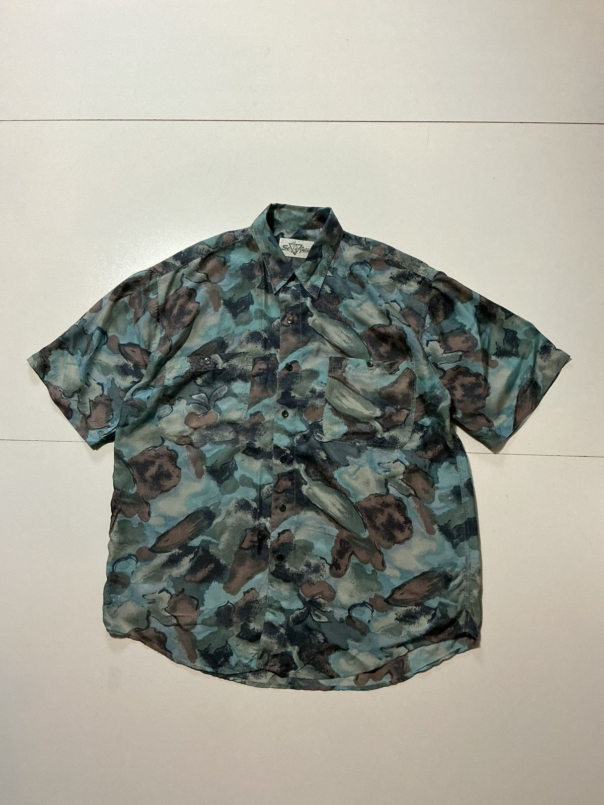 Vintage Vintage 90s Se Jolie 100% Silk Abstract AOP Button Shirt Size US L / EU 52-54 / 3 - 1 Thumbnail