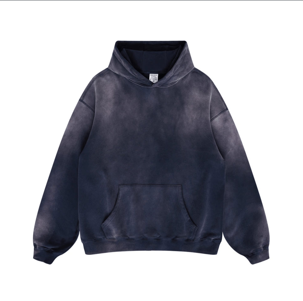 StoneWashed Tie-Dyed Heavy Cotton Fleece Hoodie Stone Washed