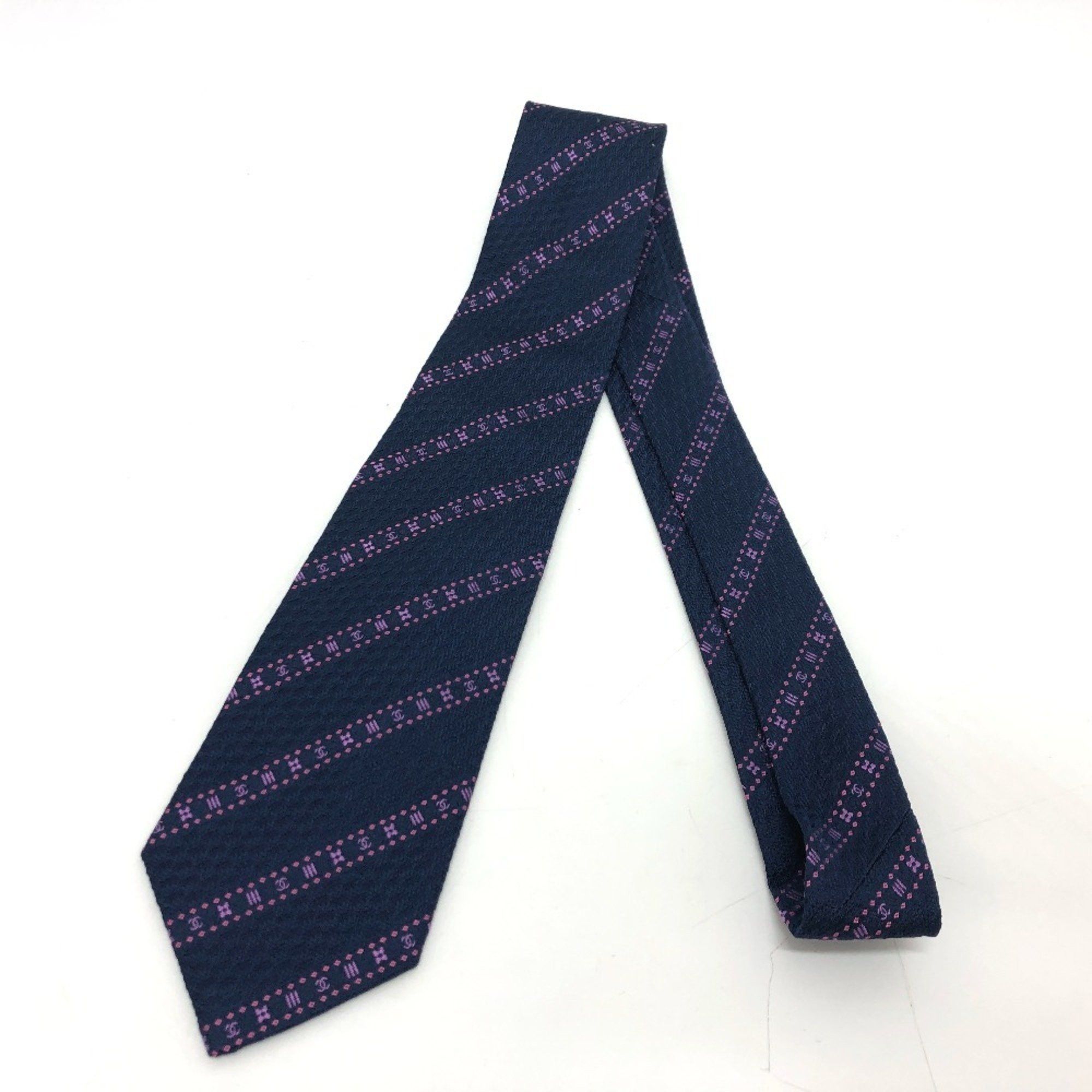 Chanel CHANEL Coco Mark Necktie Silk Men's Blue Size ONE SIZE - 1 Thumbnail