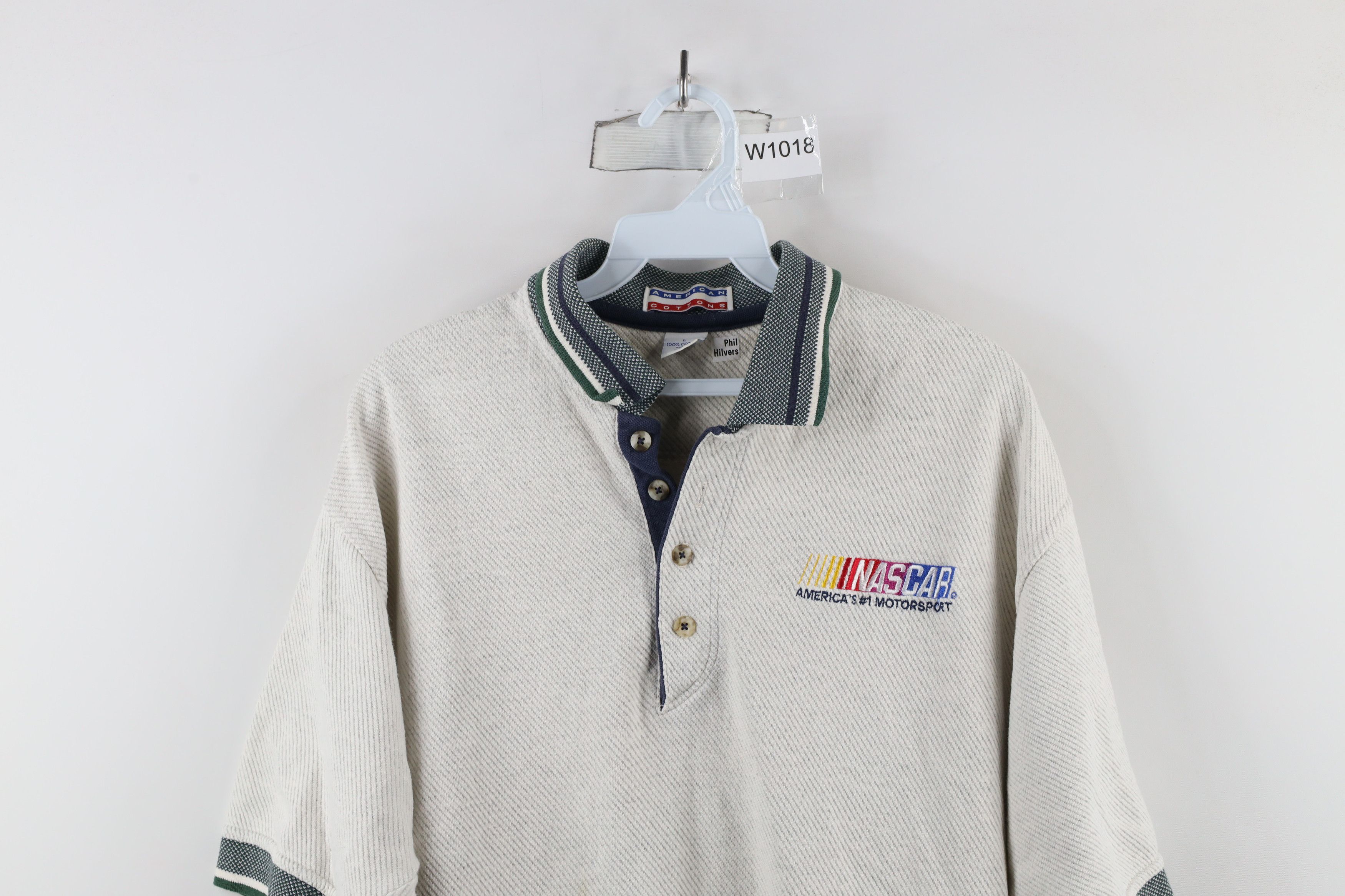 Vintage Vintage 90s Spell Out NASCAR Racing Polo Shirt Gray USA Size US L / EU 52-54 / 3 - 2 Thumbnail