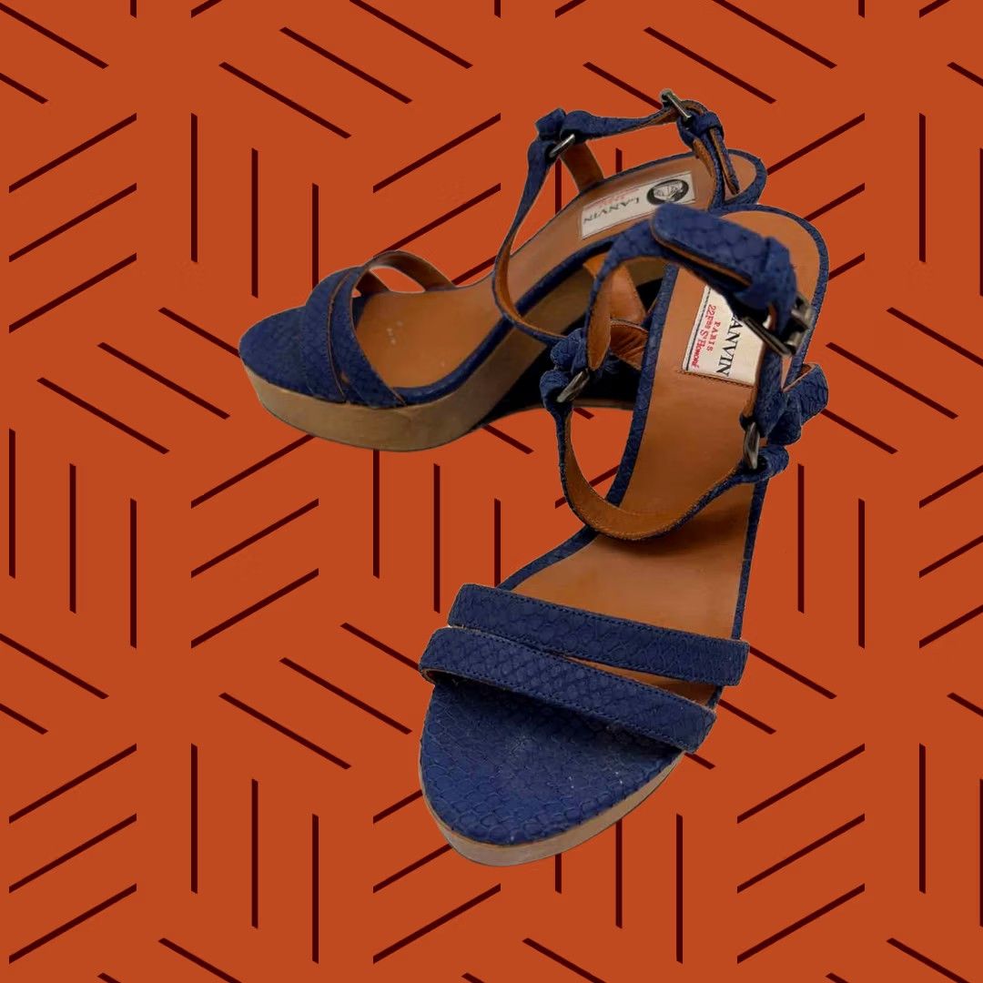 Lanvin Lanvin Wedge Heels Size 37.5 Blue Size US 8 / IT 38 - 1 Thumbnail