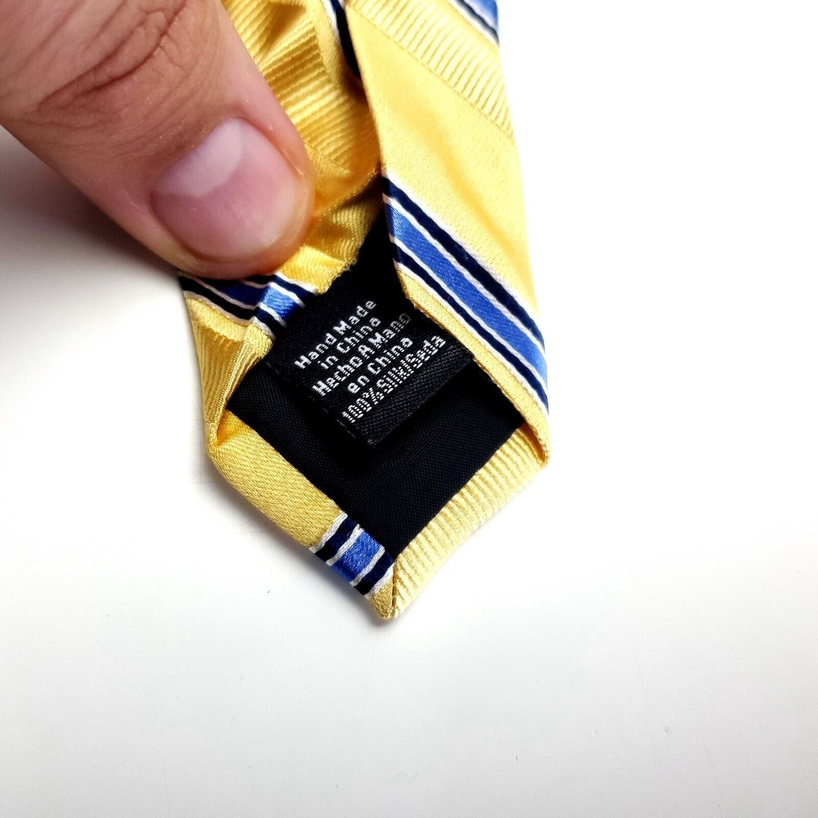 Croft & Barrow Croft Barrow Silk Tie Woven Yellow Blue Striped Size ONE SIZE - 4 Thumbnail