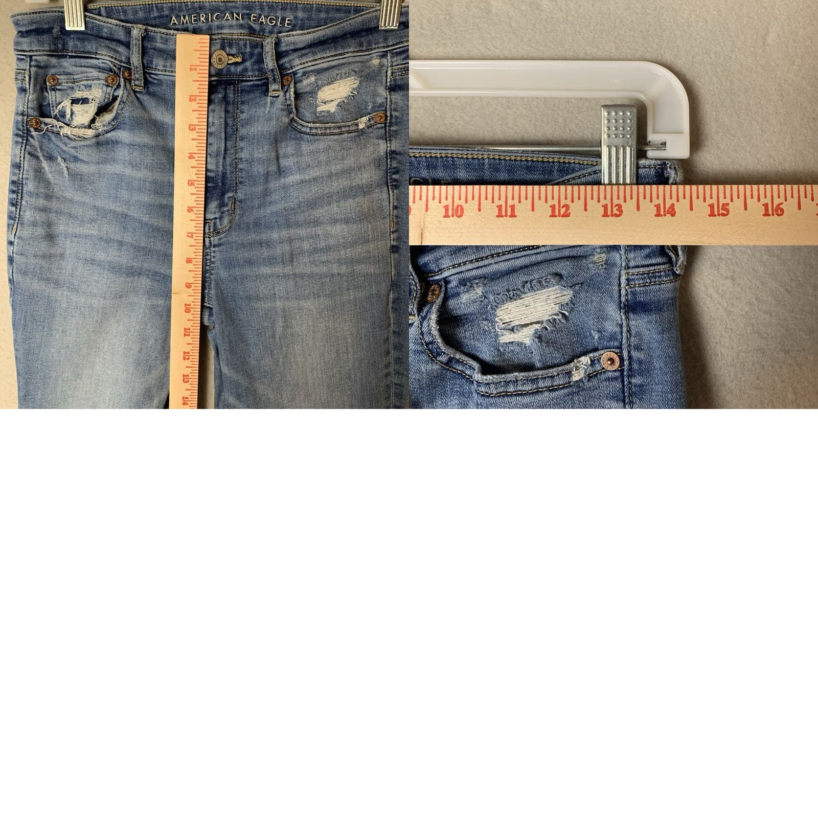 American Eagle Outfitters American Eagle Outfitters Jeans Women 6 Blue Super High Rise Flare Raw Hem 5-Pocket Design Distressed Size 28" / US 6 / IT 42 - 8 Thumbnail