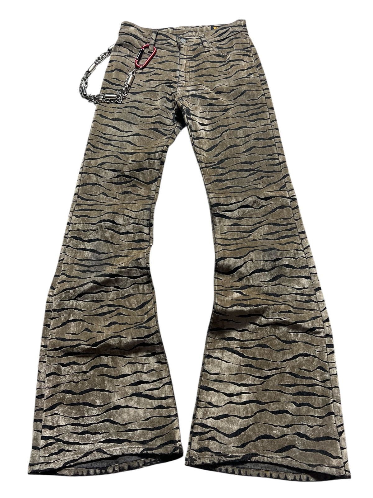 Japanese Brand Sick Vintage Bison Zebras Art Super Flared Pants Size US 28 / EU 44 - 1 Thumbnail