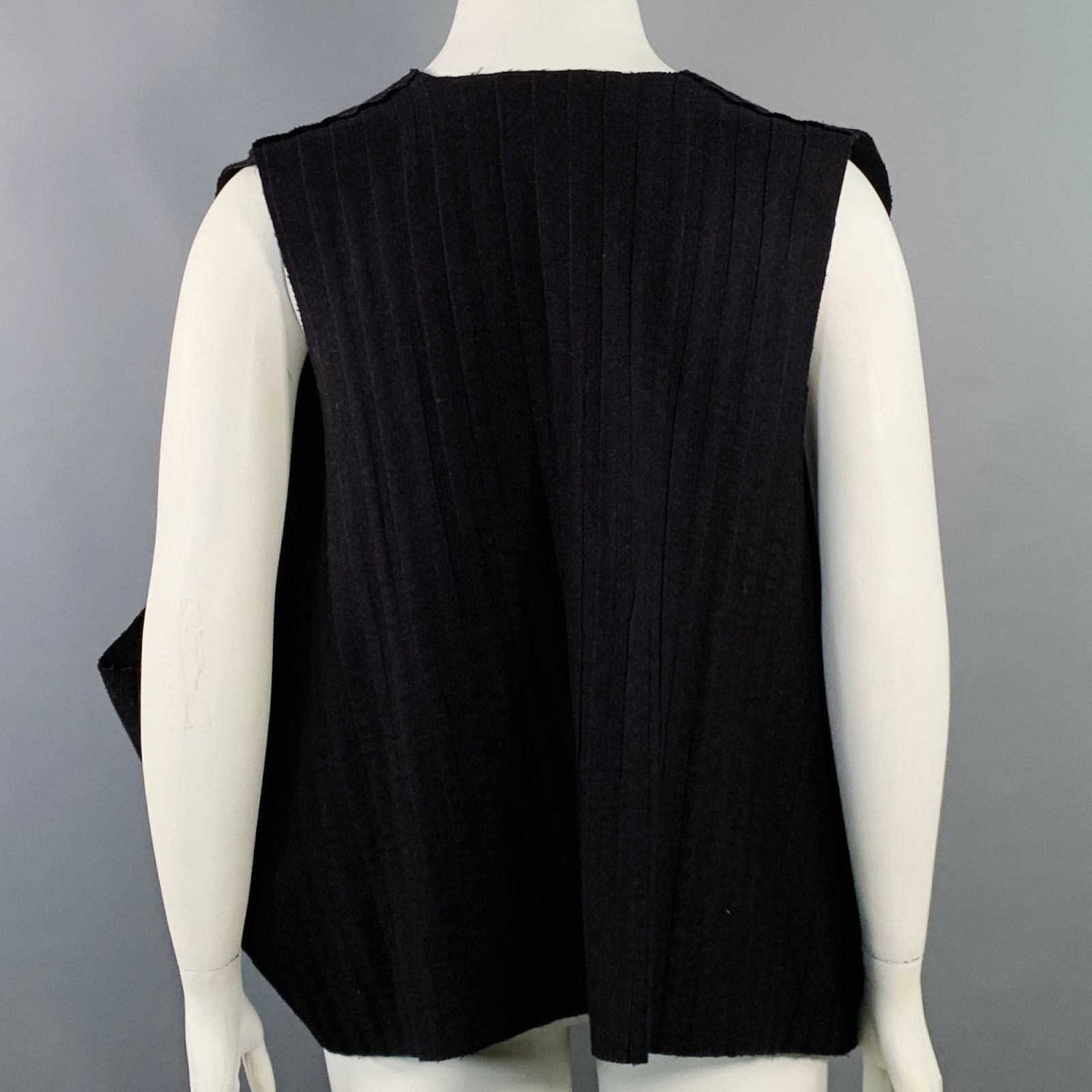 eskandar ESKANDAR Brown Purple Wool Cashmere Ribbed Open Front Vest Size L / US 10 / IT 46 - 3 Thumbnail