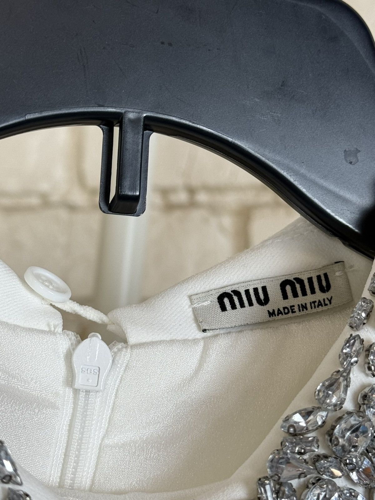 Miu Miu Miu Miu White Mini Dress Crystal Embellished Collar Cuffs Size M / US 6-8 / IT 42-44 - 12 Thumbnail