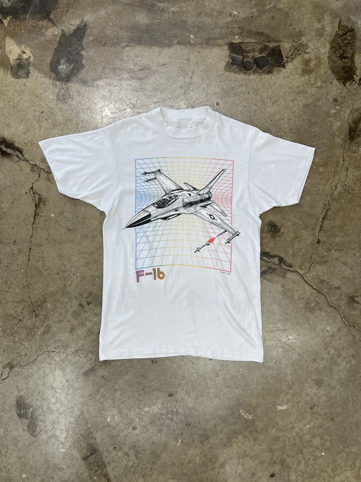 Vintage Vintage F-16 Geometric Fighter Plane Single Stitch Medium Size US M / EU 48-50 / 2 - 2 Thumbnail