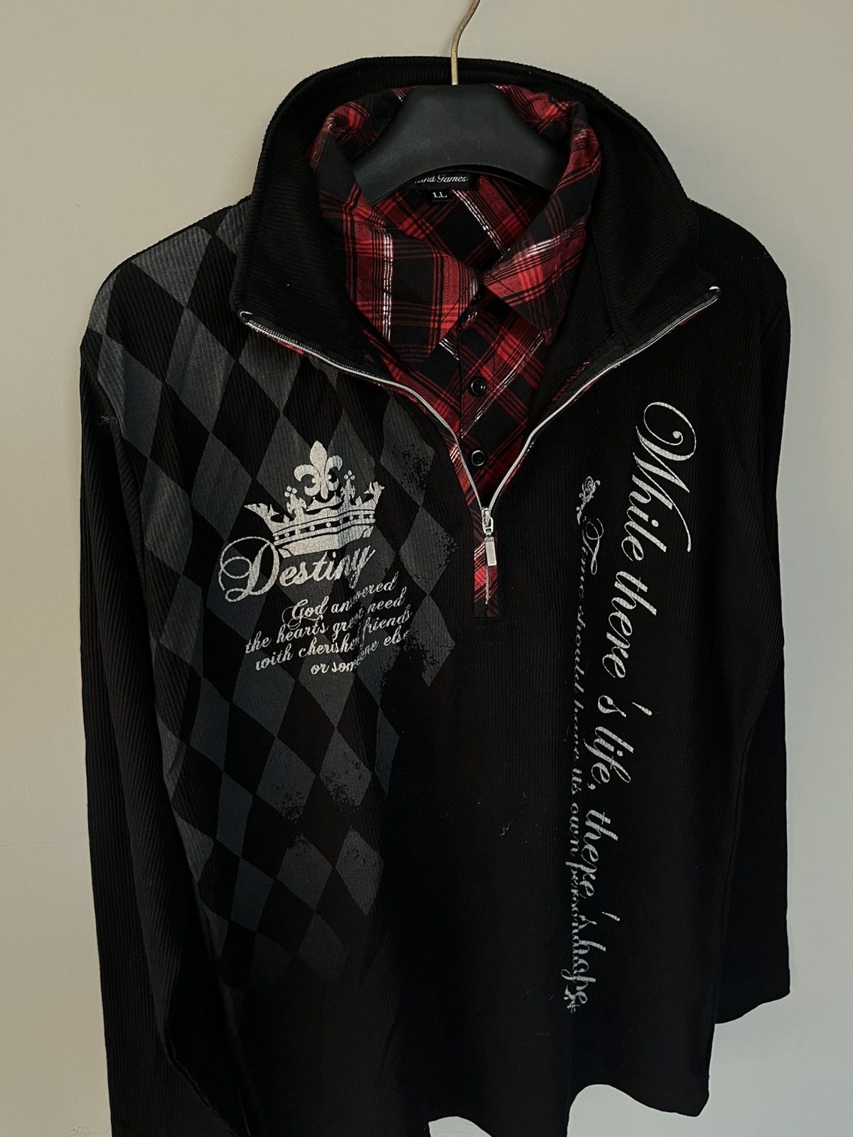 14th Addiction JAPANESE MIND GAMES DOUBLE LAYER GOTHIC VKEI PUNK POEM STYLE Size US L / EU 52-54 / 3 - 2 Thumbnail