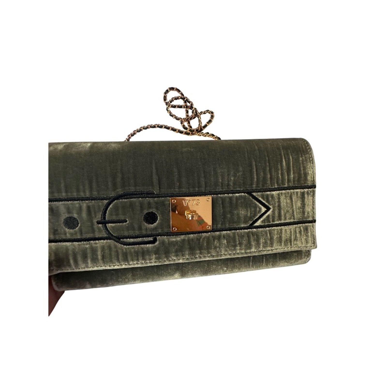 & Other Stories V73 Velvet Shoulder Bag Green Chain Strap Evening Clutch Size ONE SIZE - 7 Thumbnail