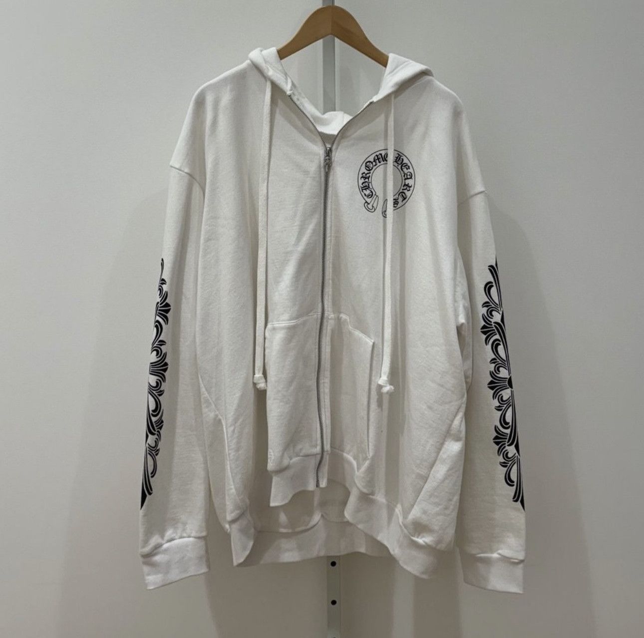 image of Chrome Hearts Horseshoe Floral Zip Up in White, Men's (Size 2XL)