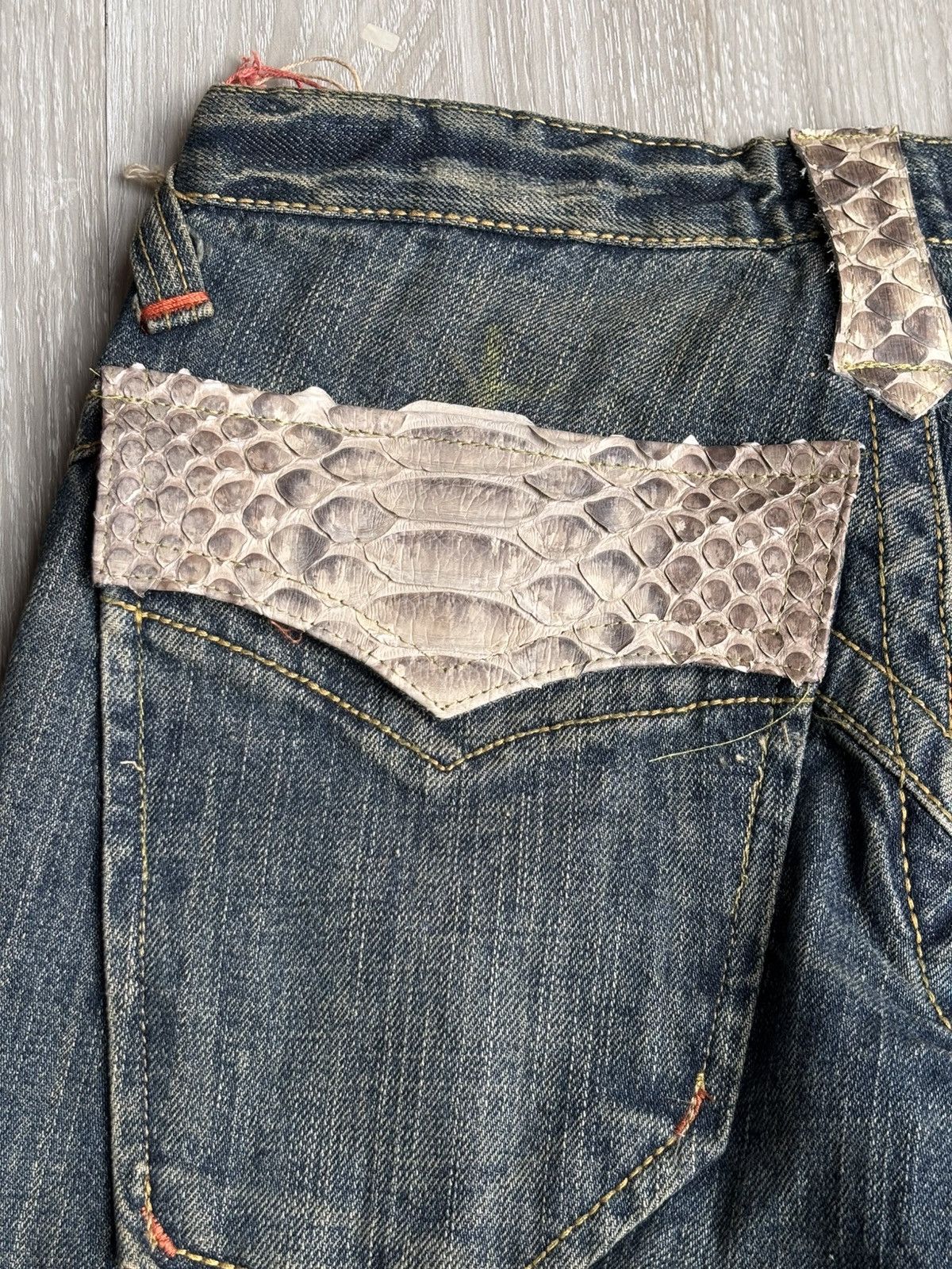 Japanese Brand REEF phyton accent lace up flare jeans Size US 26 / EU 42 - 7 Thumbnail