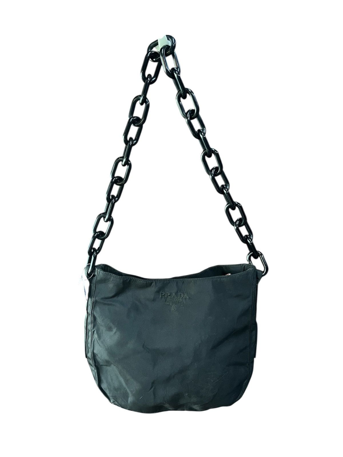 Prada Vintage Prada Black Tessuto Chainlink Shoulder Bag Size ONE SIZE - 1 Thumbnail