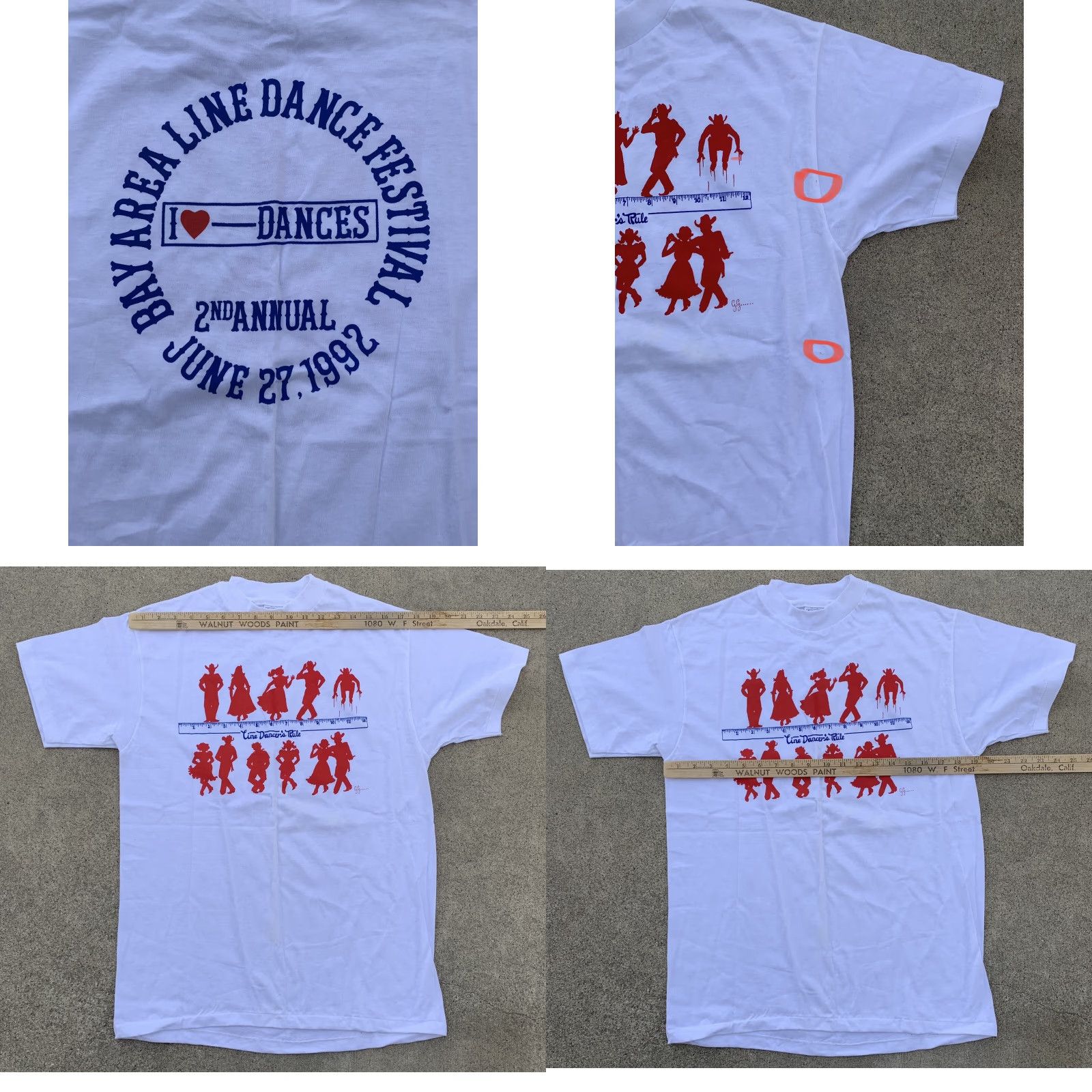 Hanes VINTAGE Hanes Beefy-T Line Dancers Rule Bay Area Line Dance Festival 1992 t-shirt M White 90s Mens Size US M / EU 48-50 / 2 - 8 Thumbnail
