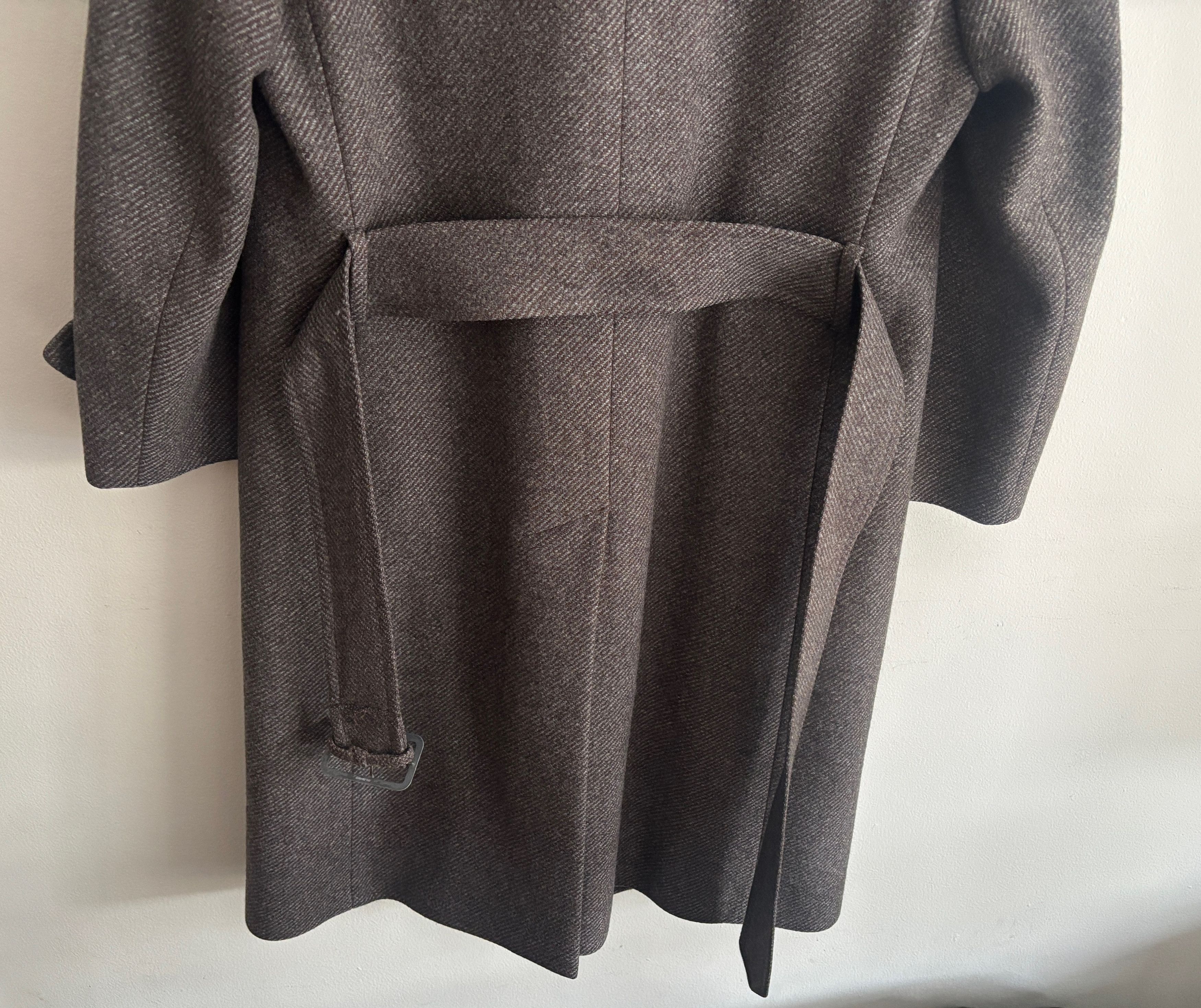 Aquascutum Grey Brown Belted Wool Tweed Overcoat --36-38 Short/ Small Size US S / EU 44-46 / 1 - 11 Thumbnail