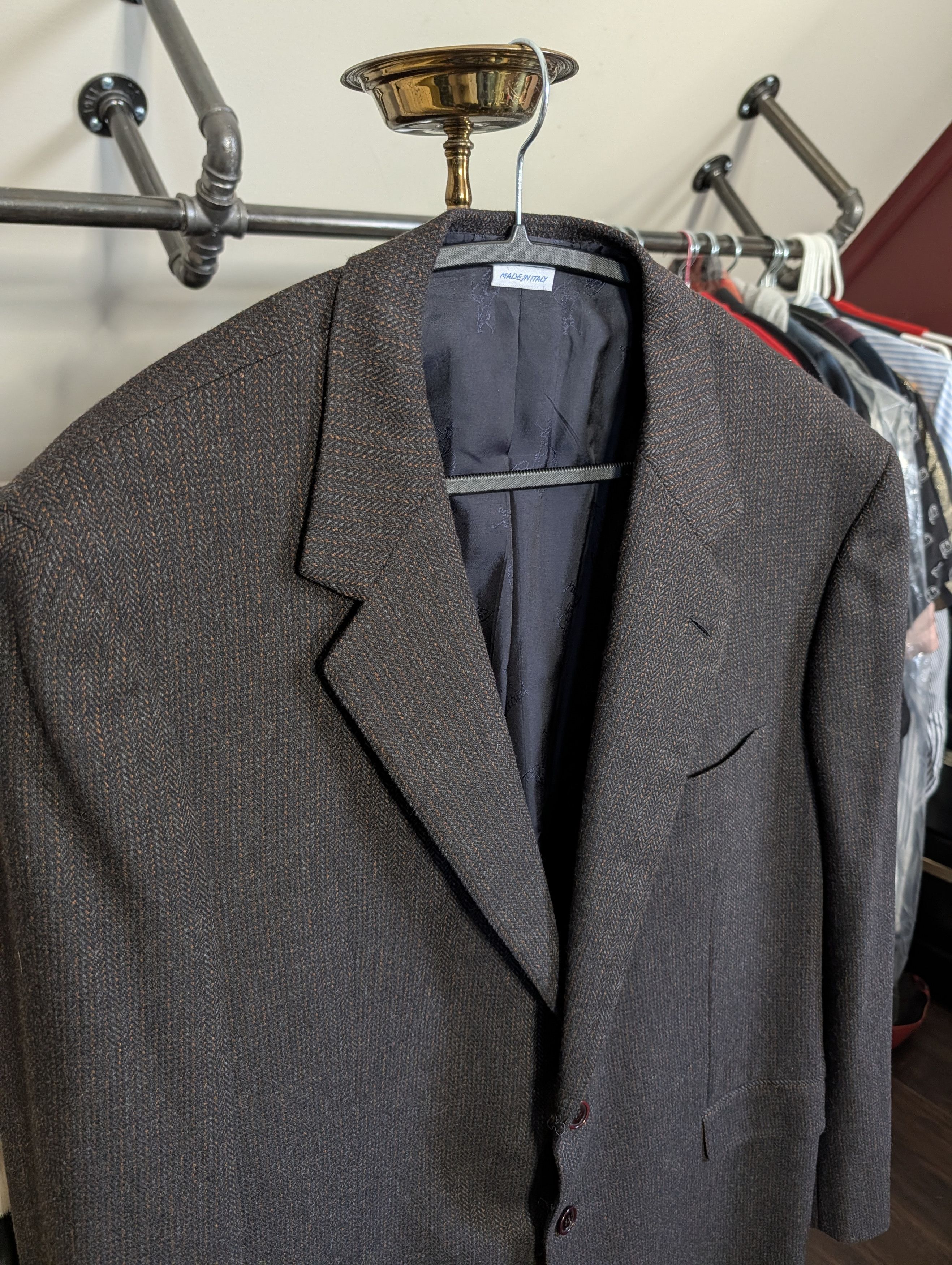 Brioni Wool & cashmere brown herringbone knit sport coat Size 46R - 2 Thumbnail
