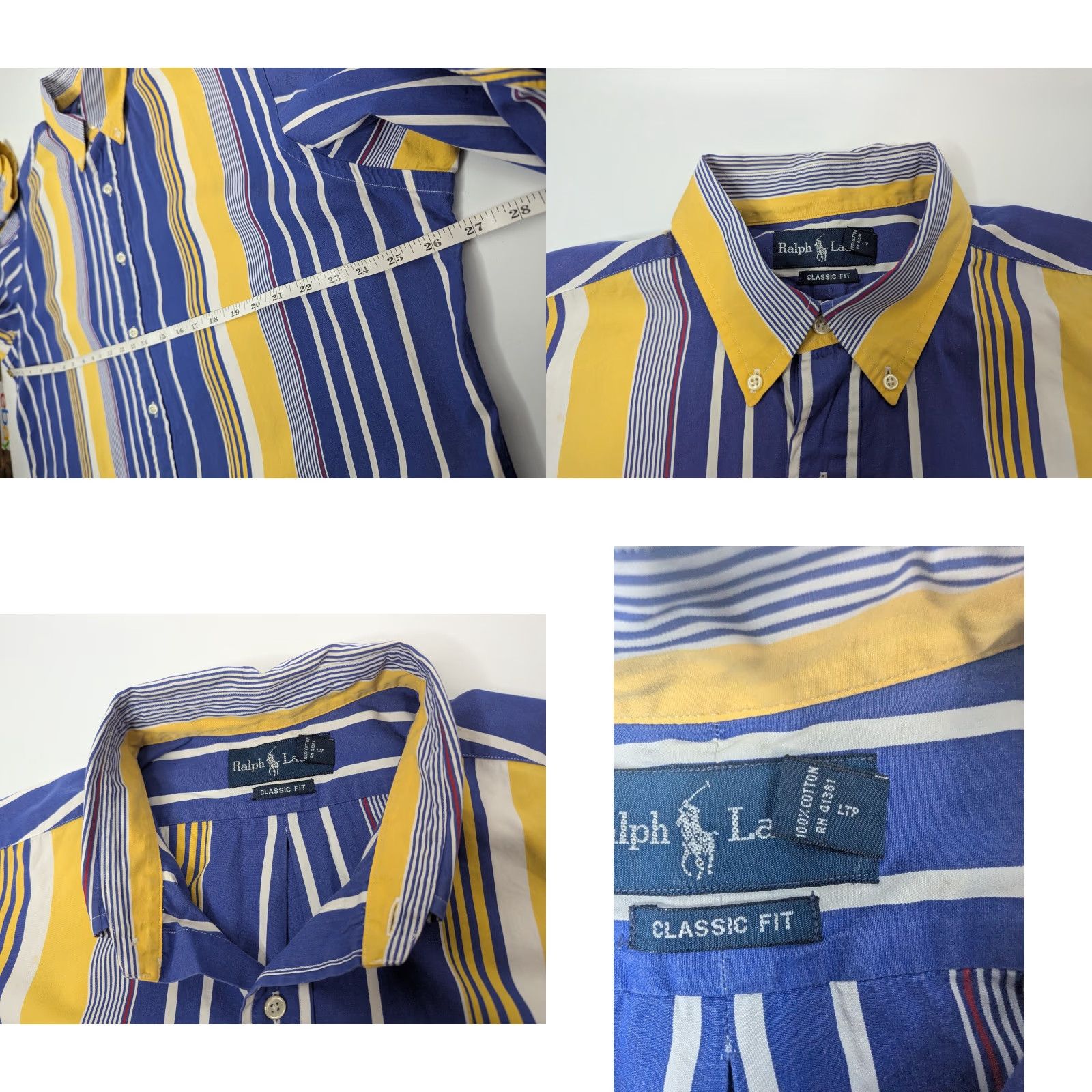Ralph Lauren Ralph Lauren Shirt XL Classic Fit Button-Down Striped Cotton Blue Yellow Casual Men Size US XL / EU 56 / 4 - 8 Thumbnail