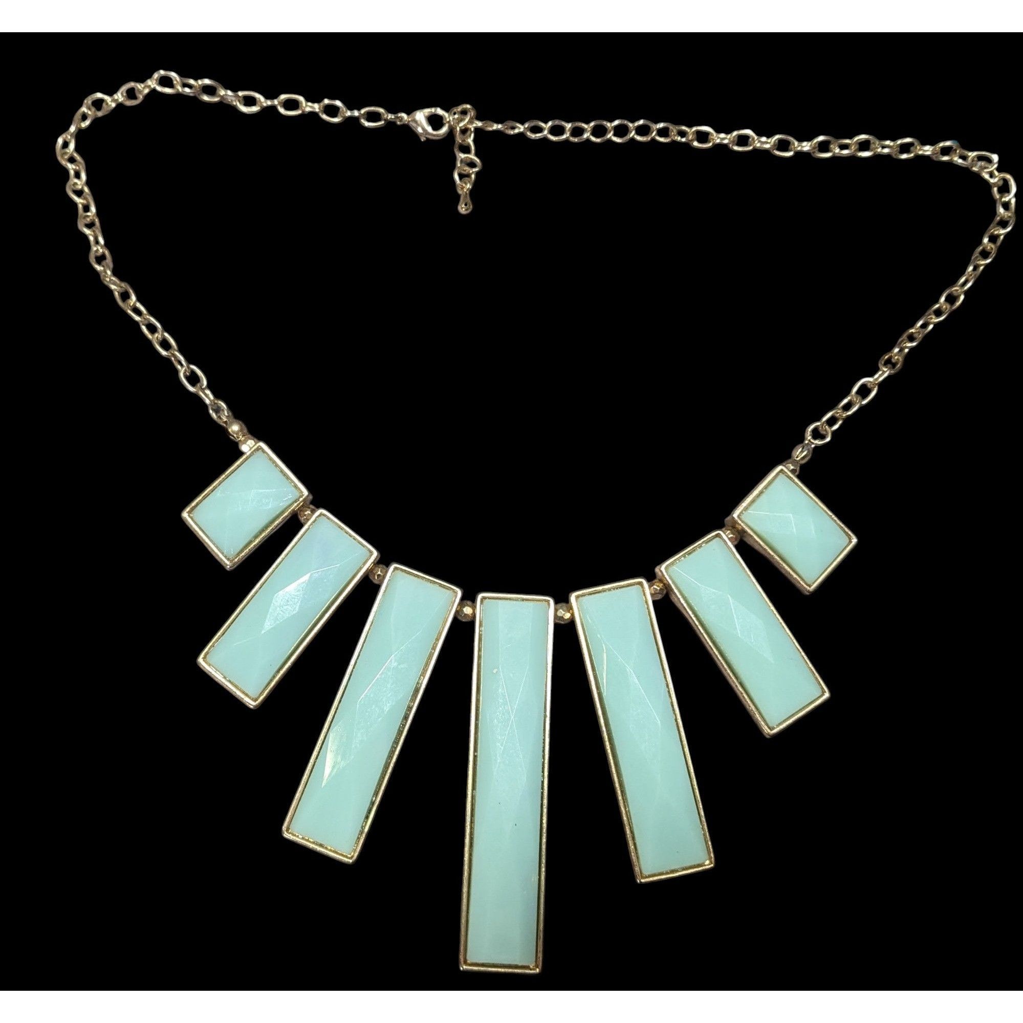 Other Graduated Pillar Bib Necklace Blue Gems With Gold Tone Metal Size ONE SIZE - 1 Thumbnail