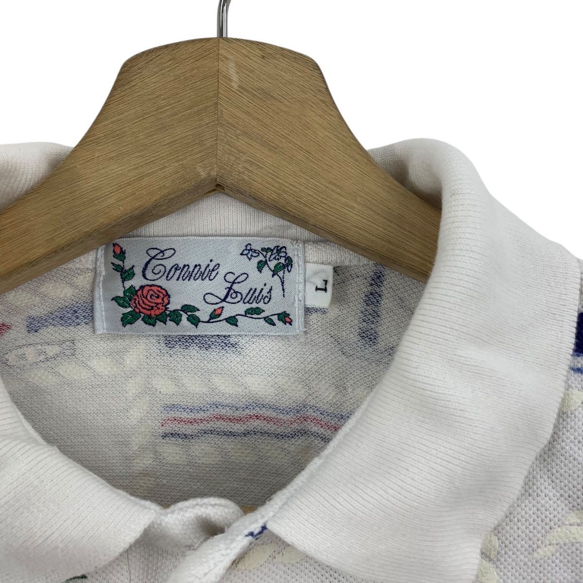 Vintage Vintage CONNIE LUIS PARIS AOP Nature Polo Tee Shirt Top Size L / US 10 / IT 46 - 6 Thumbnail