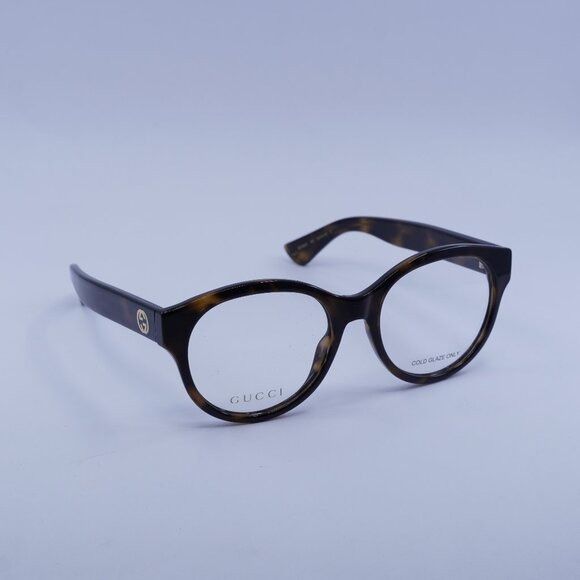 Gucci Gucci GG1580O 002 Eyeglasses Dark Havana 53mm Round Frame Size ONE SIZE - 1 Thumbnail